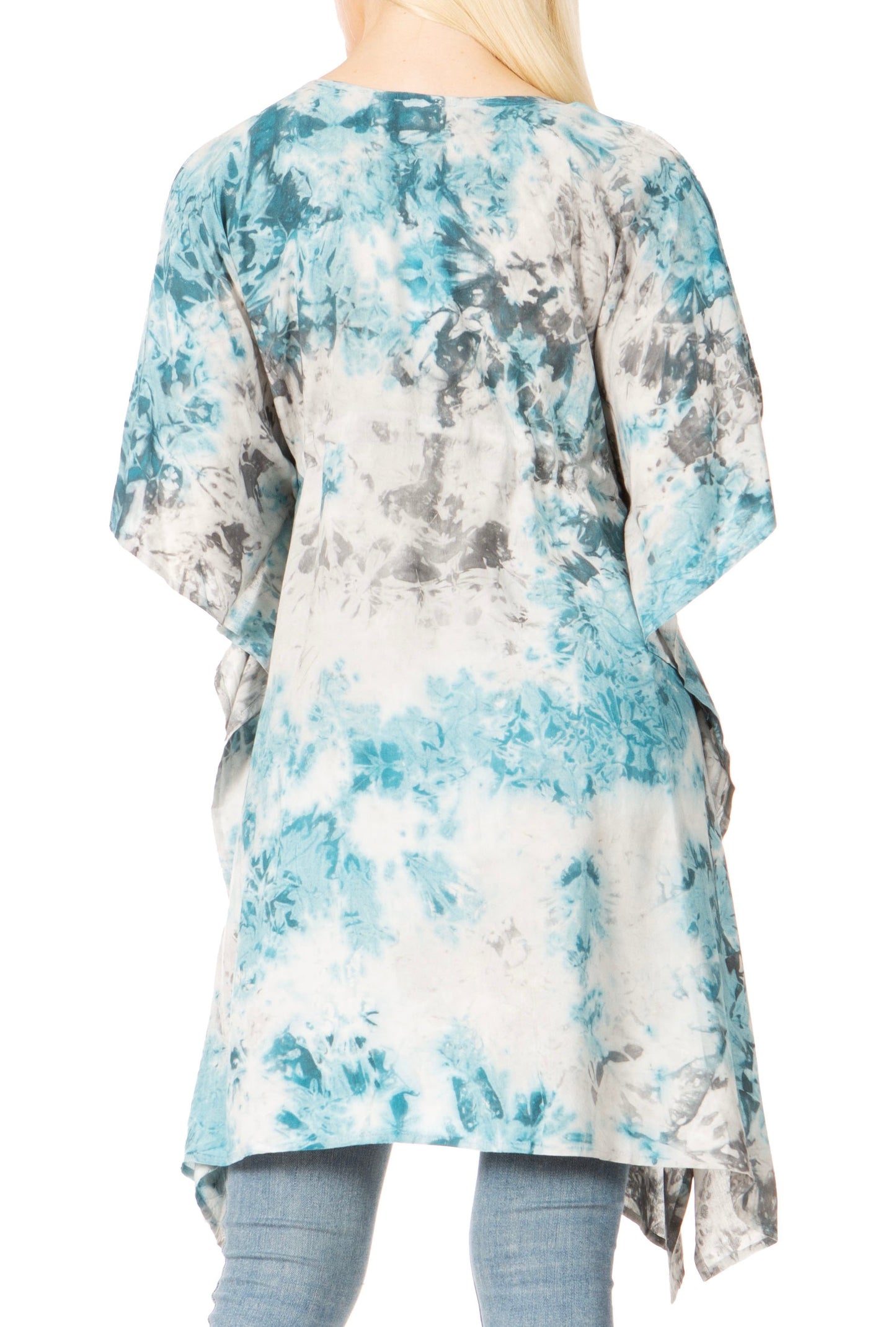 Sakkas Marcy Women's V-neck Caftan Top Tunic Dress - Perfect for Summer Boho Style & Swinging Coverup - Concordia Style Boutique