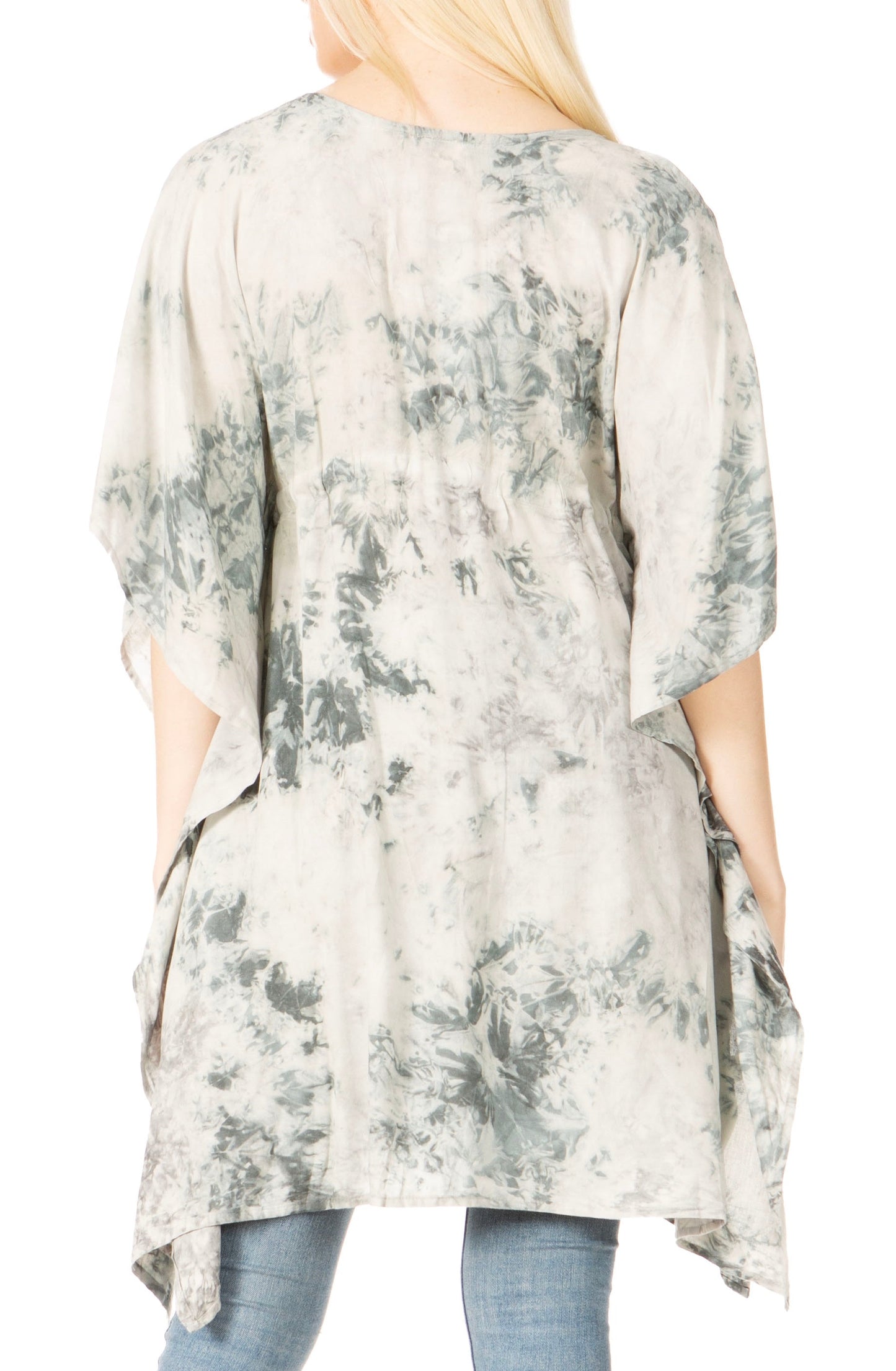 Sakkas Marcy Women's V-neck Caftan Top Tunic Dress - Perfect for Summer Boho Style & Swinging Coverup - Concordia Style Boutique