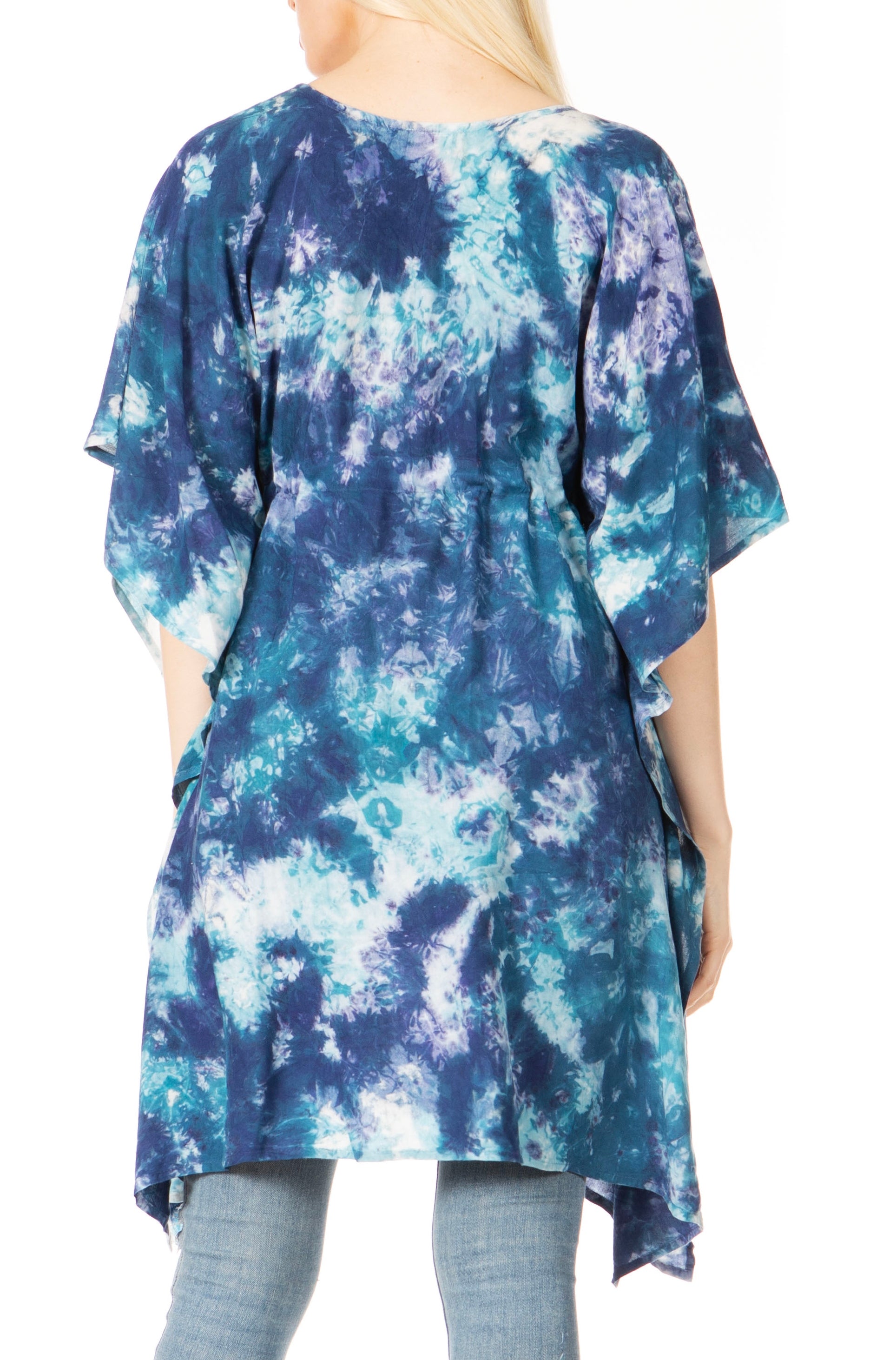 Sakkas Marcy Women's V-neck Caftan Top Tunic Dress - Perfect for Summer Boho Style & Swinging Coverup - Concordia Style Boutique
