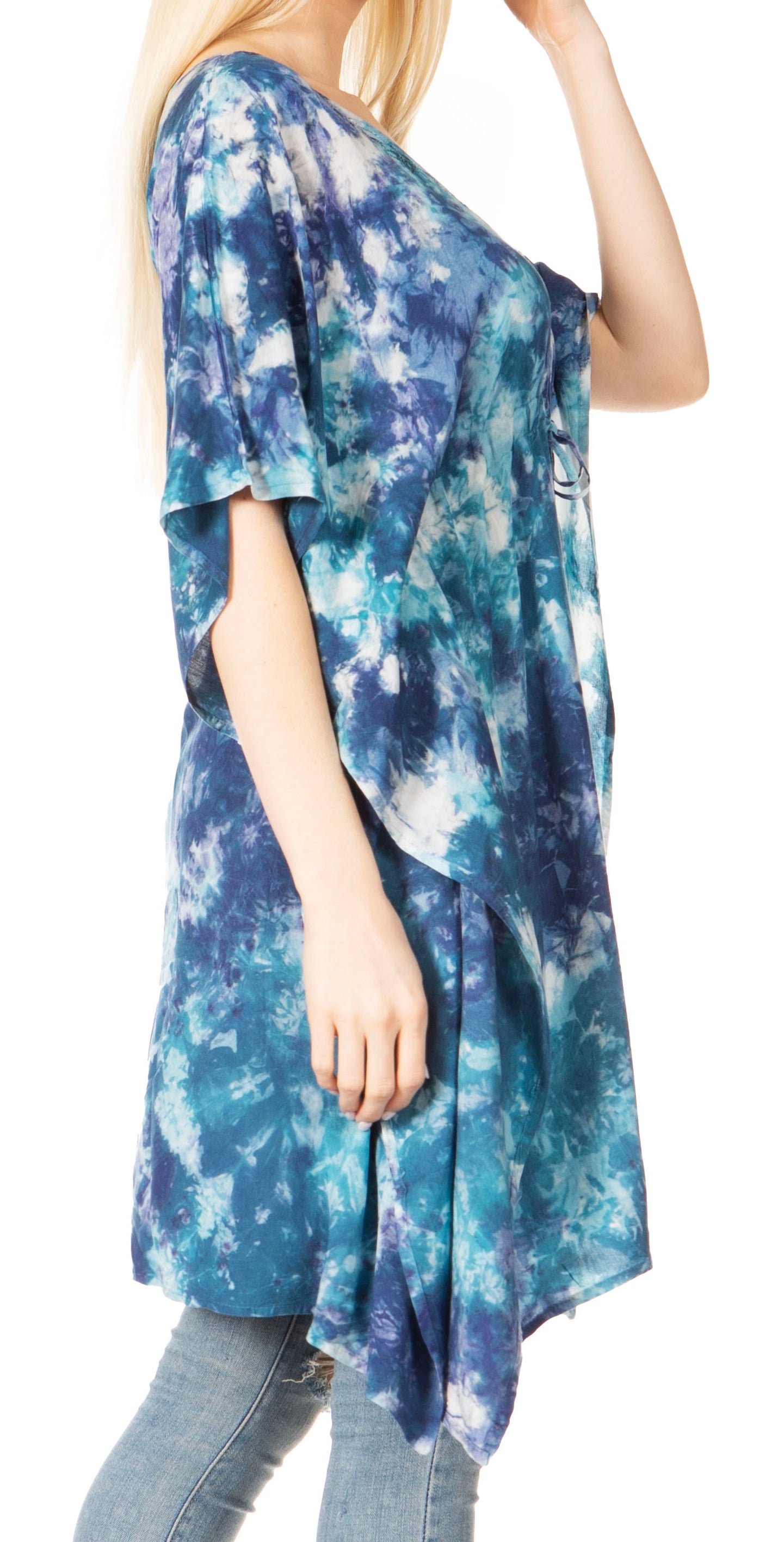 Sakkas Marcy Women's V-neck Caftan Top Tunic Dress - Perfect for Summer Boho Style & Swinging Coverup - Concordia Style Boutique
