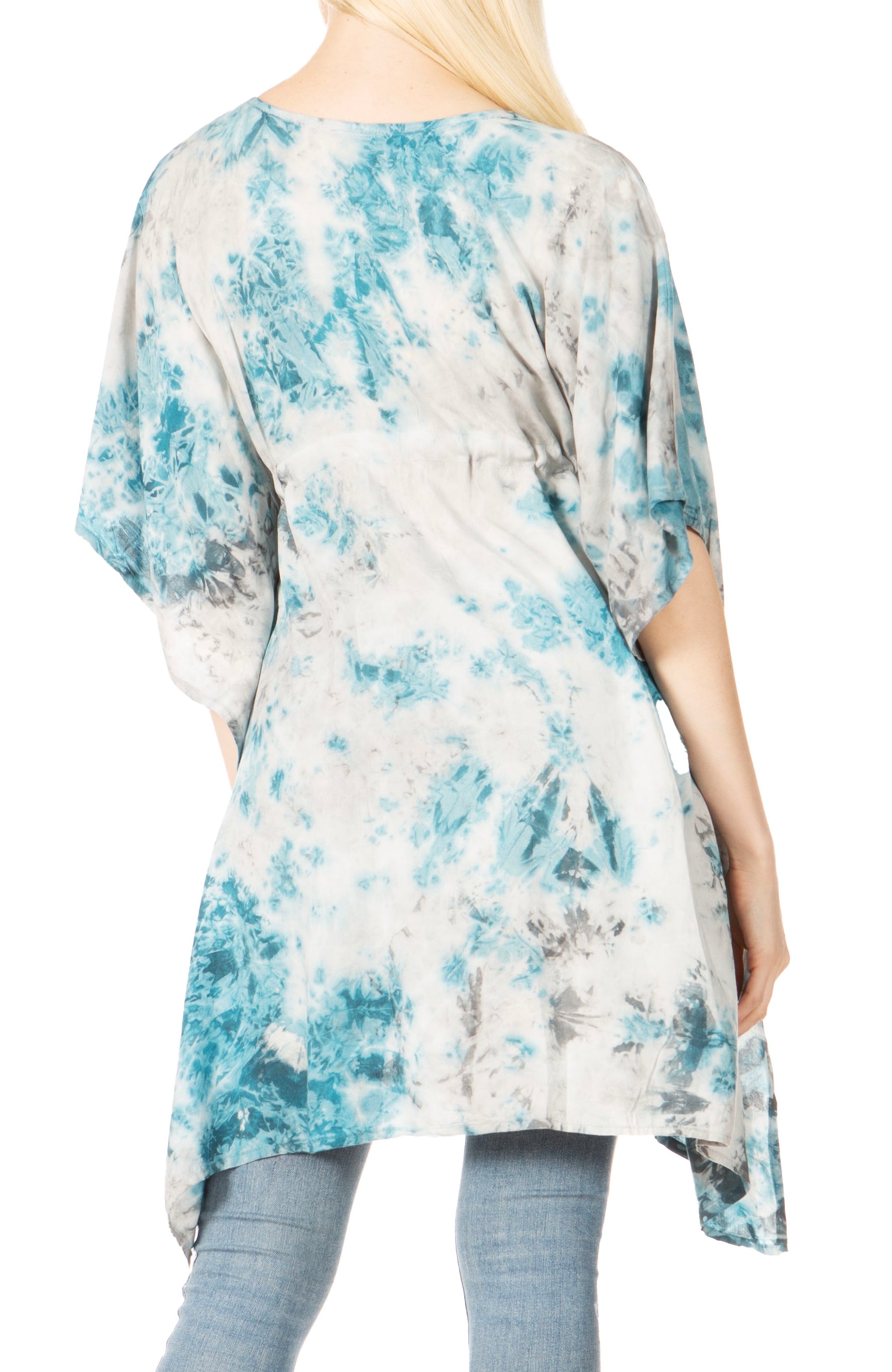 Sakkas Marcy Women's V-neck Caftan Top Tunic Dress - Perfect for Summer Boho Style & Swinging Coverup - Concordia Style Boutique