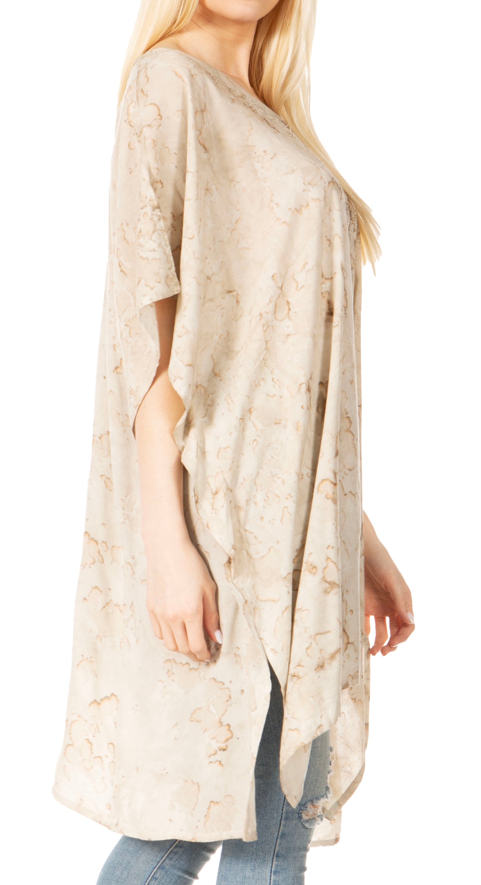 Sakkas Marcy Women's V-neck Caftan Top Tunic Dress - Perfect for Summer Boho Style & Swinging Coverup - Concordia Style Boutique