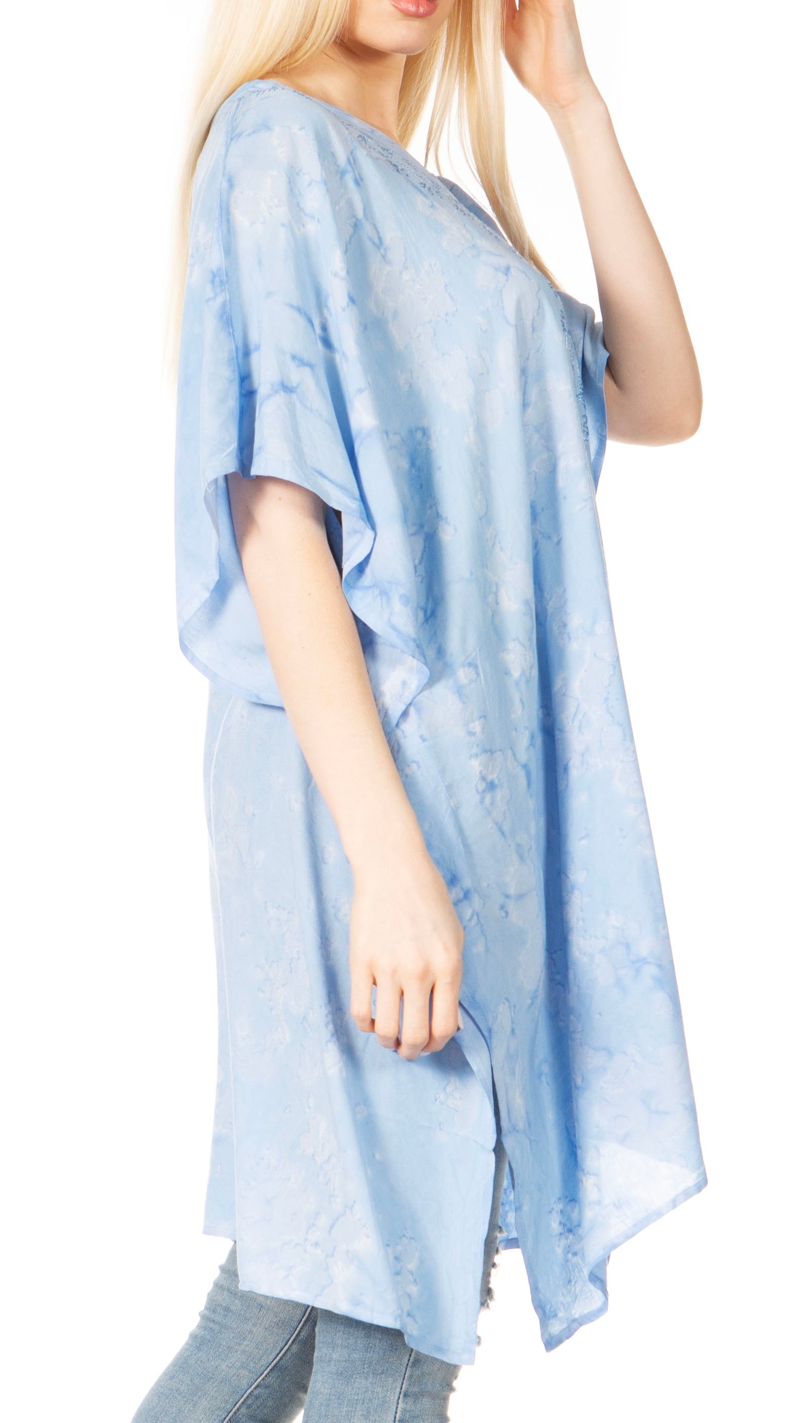 Sakkas Marcy Women's V-neck Caftan Top Tunic Dress - Perfect for Summer Boho Style & Swinging Coverup - Concordia Style Boutique