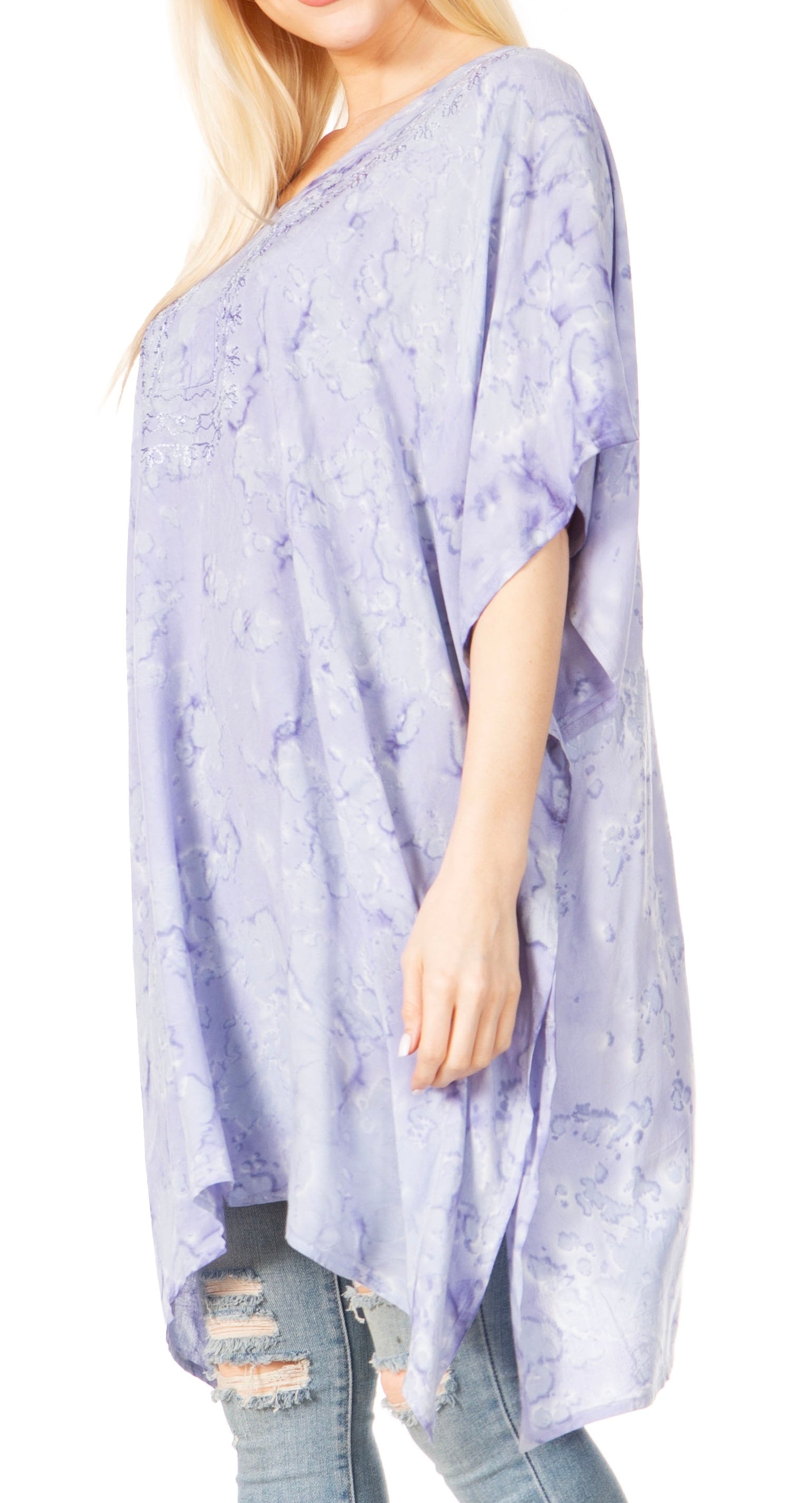 Sakkas Marcy Women's V-neck Caftan Top Tunic Dress - Perfect for Summer Boho Style & Swinging Coverup - Concordia Style Boutique