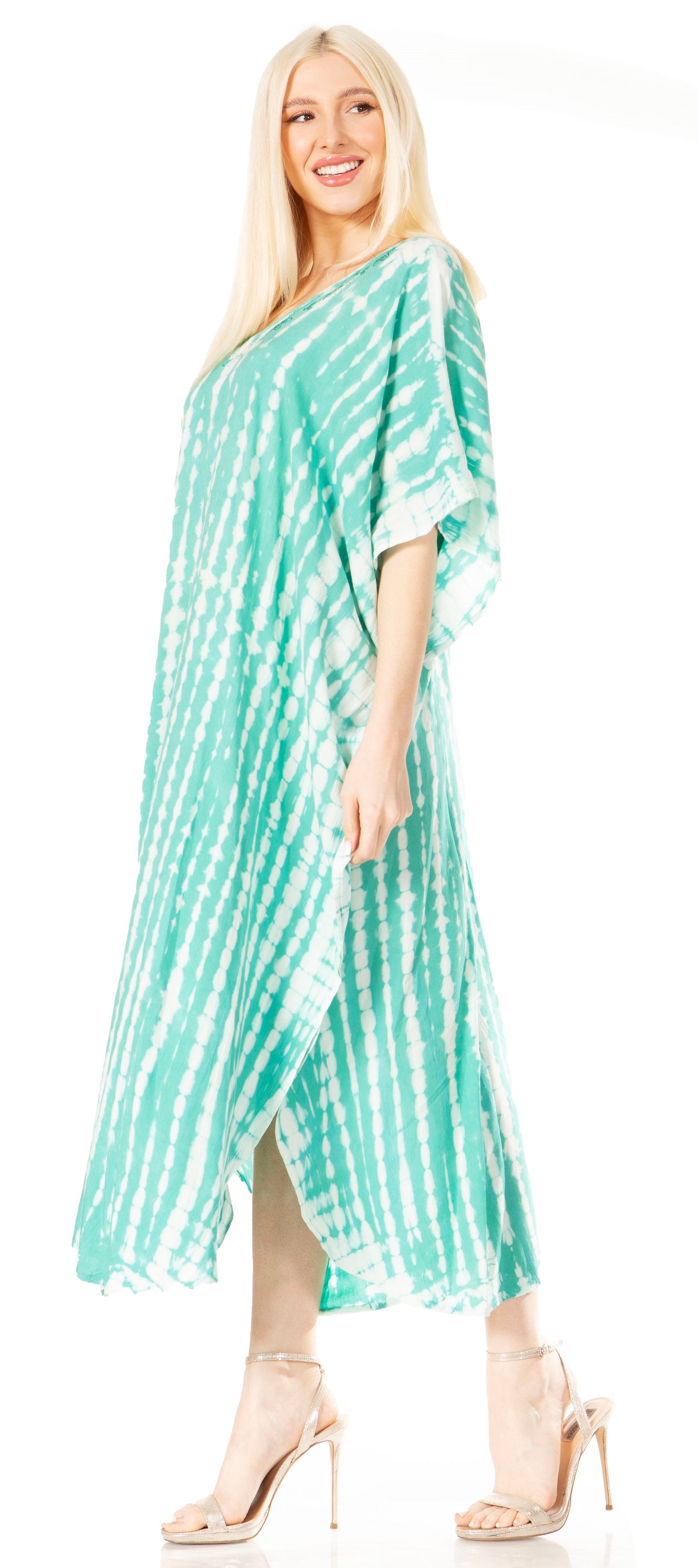 Sakkas Maitte Women's V-Neck Printed Kaftan Cover-Up Dress for the Beach - Concordia Style Boutique