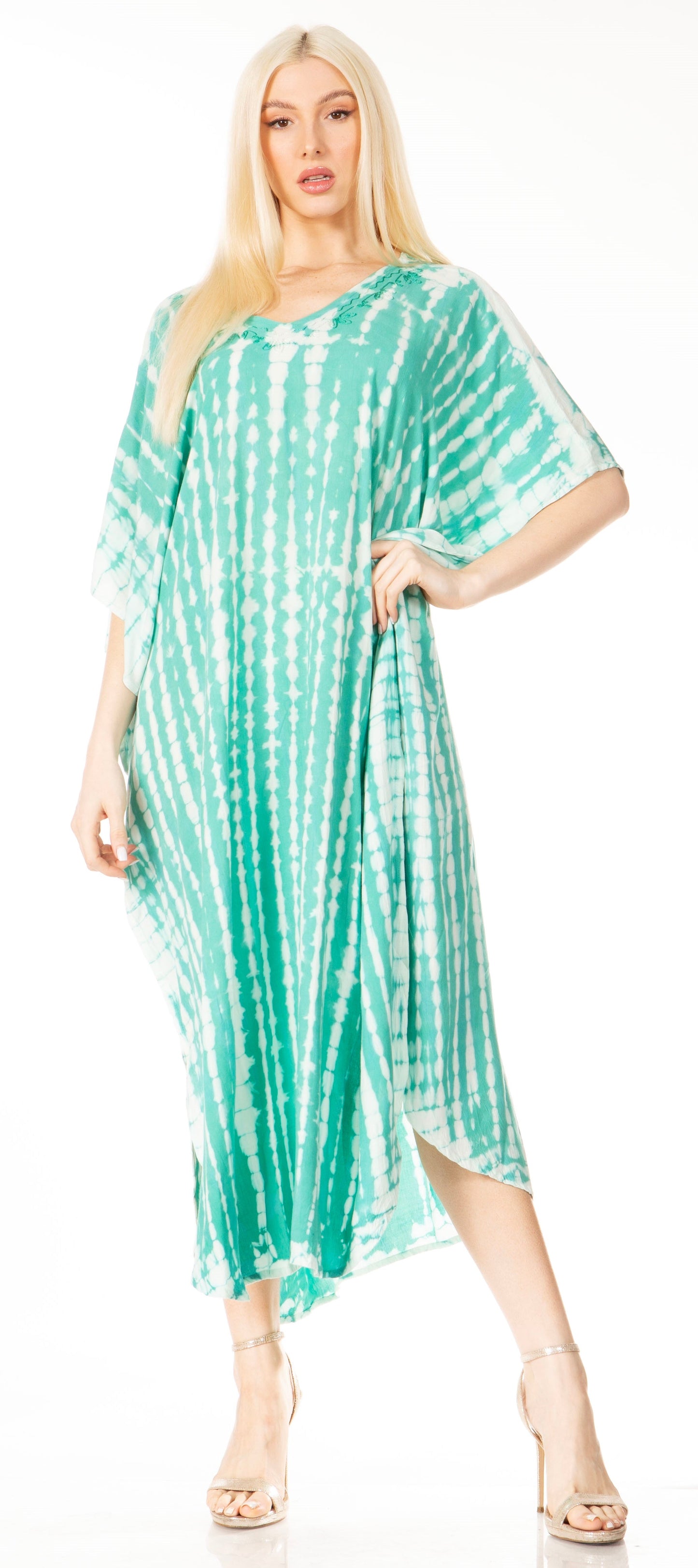 Sakkas Maitte Women's V-Neck Printed Kaftan Cover-Up Dress for the Beach - Concordia Style Boutique