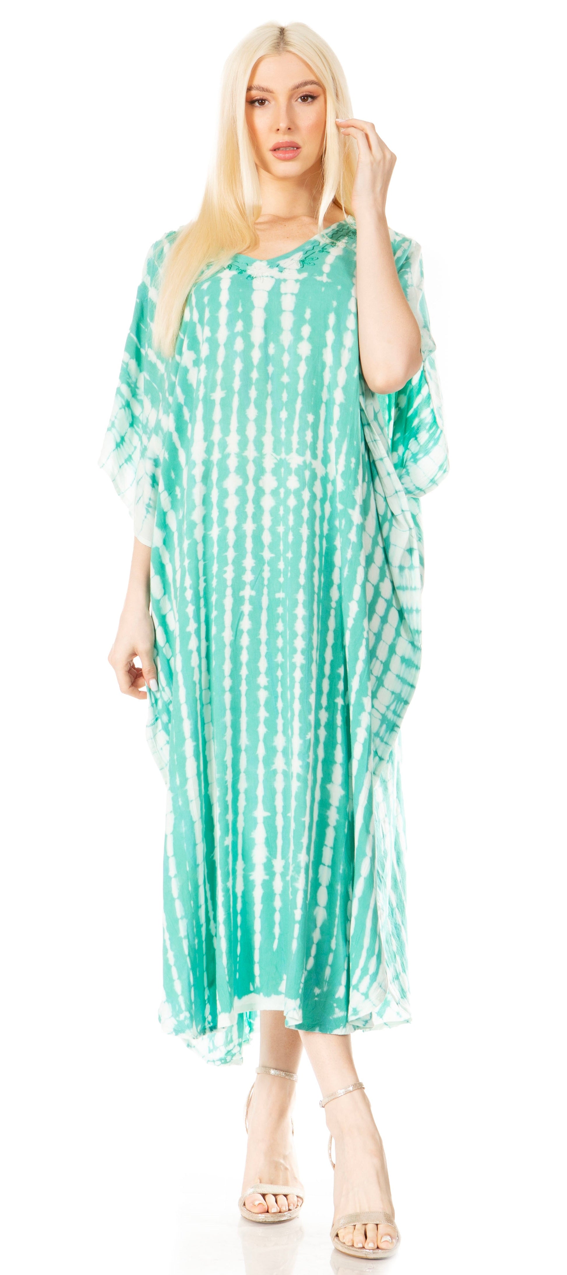 Sakkas Maitte Women's V-Neck Printed Kaftan Cover-Up Dress for the Beach - Concordia Style Boutique