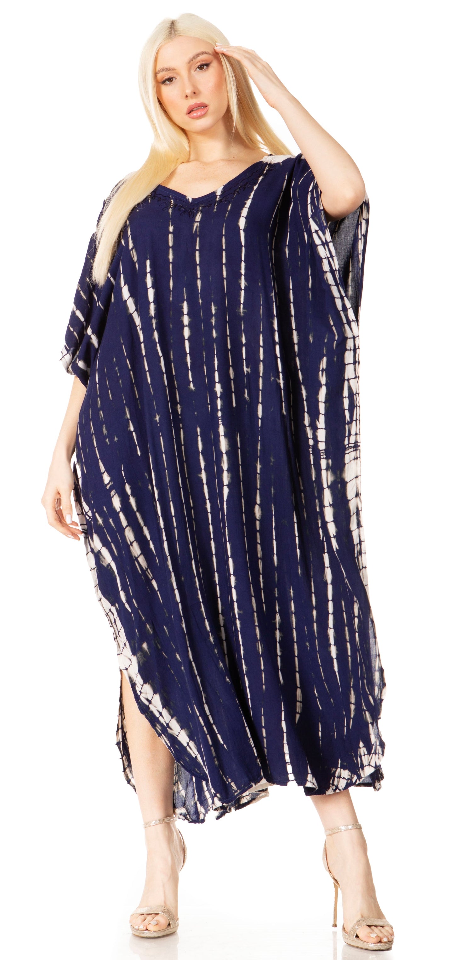 Sakkas Maitte Women's V-Neck Printed Kaftan Cover-Up Dress for the Beach - Concordia Style Boutique