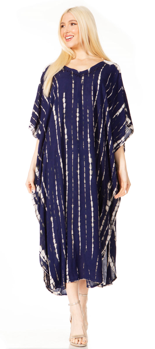 Sakkas Maitte Women's V-Neck Printed Kaftan Cover-Up Dress for the Beach - Concordia Style Boutique