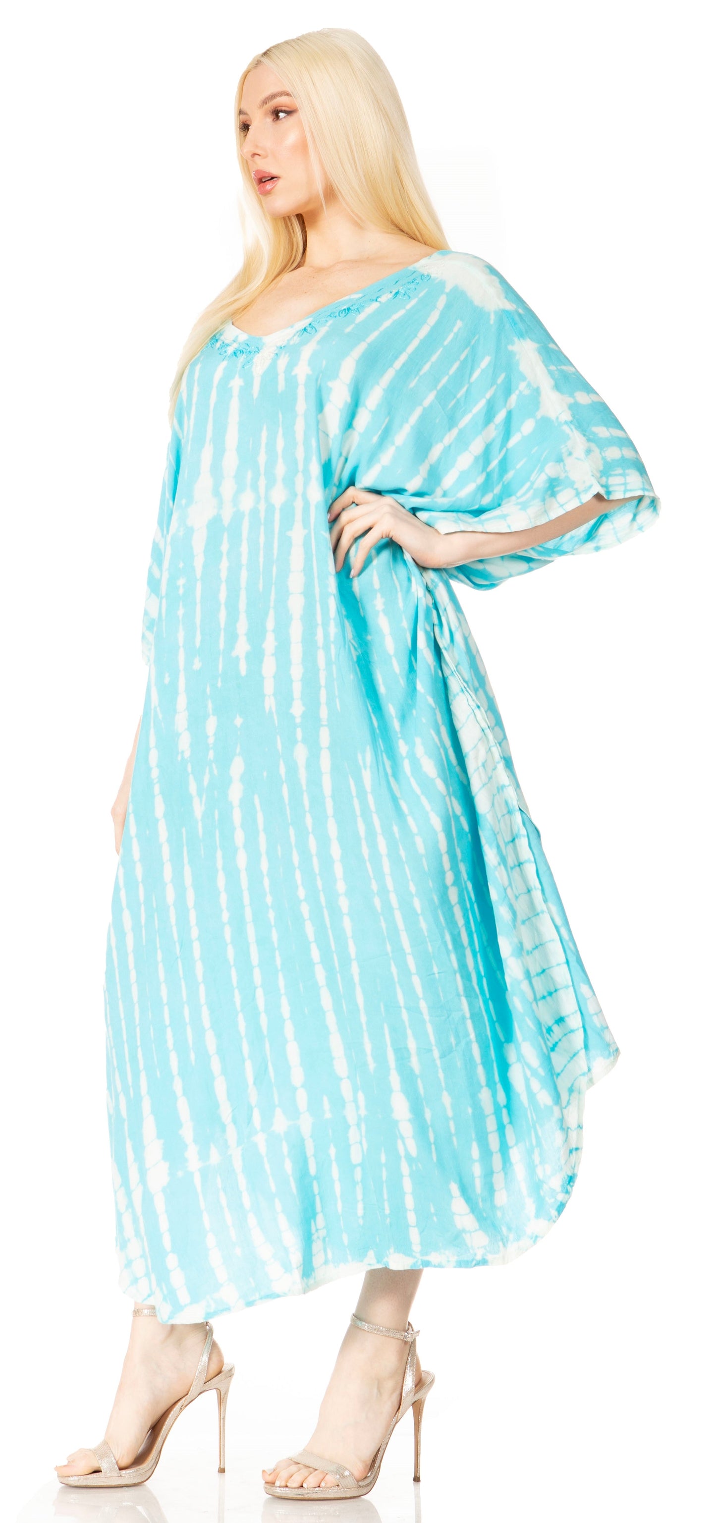 Sakkas Maitte Women's V-Neck Printed Kaftan Cover-Up Dress for the Beach - Concordia Style Boutique