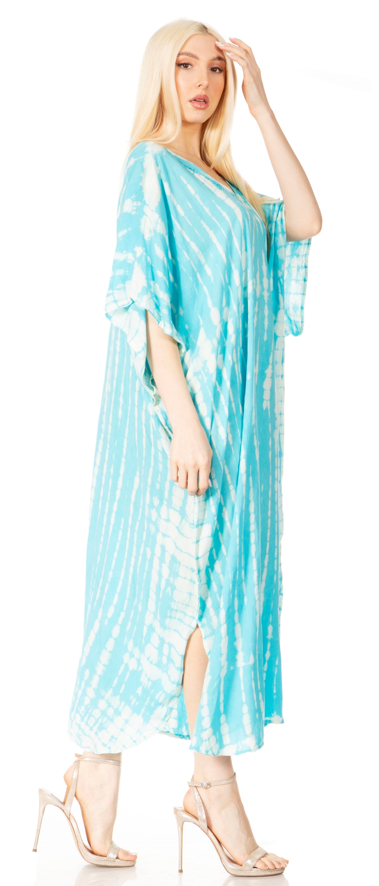 Sakkas Maitte Women's V-Neck Printed Kaftan Cover-Up Dress for the Beach - Concordia Style Boutique