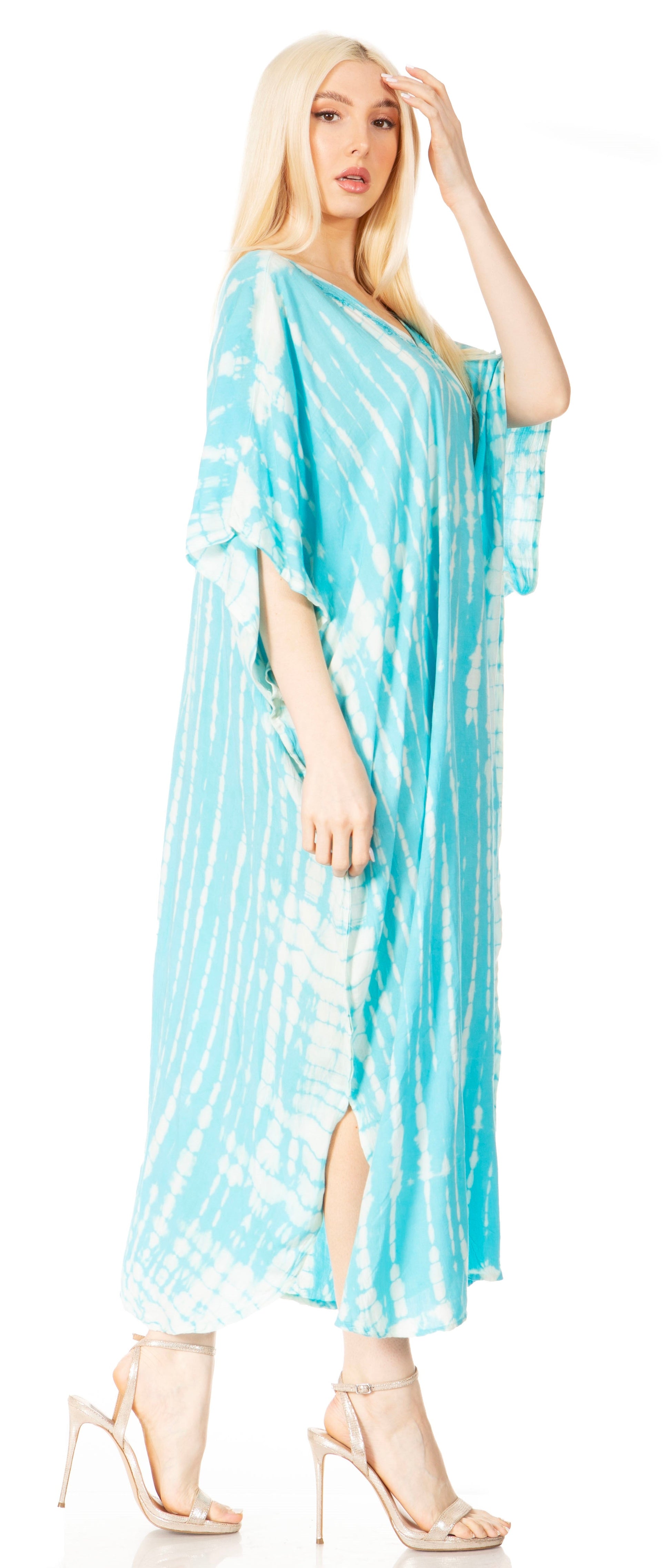 Sakkas Maitte Women's V-Neck Printed Kaftan Cover-Up Dress for the Beach - Concordia Style Boutique