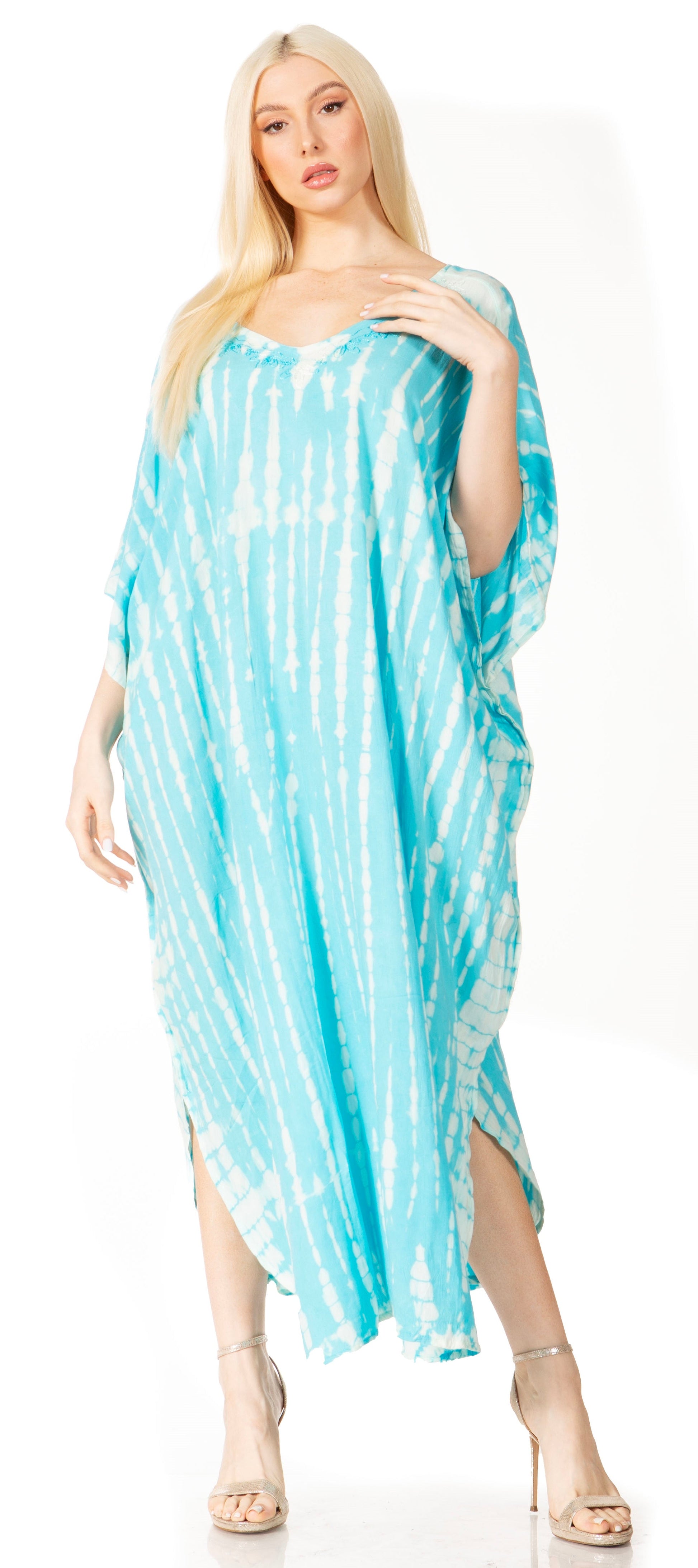 Sakkas Maitte Women's V-Neck Printed Kaftan Cover-Up Dress for the Beach - Concordia Style Boutique