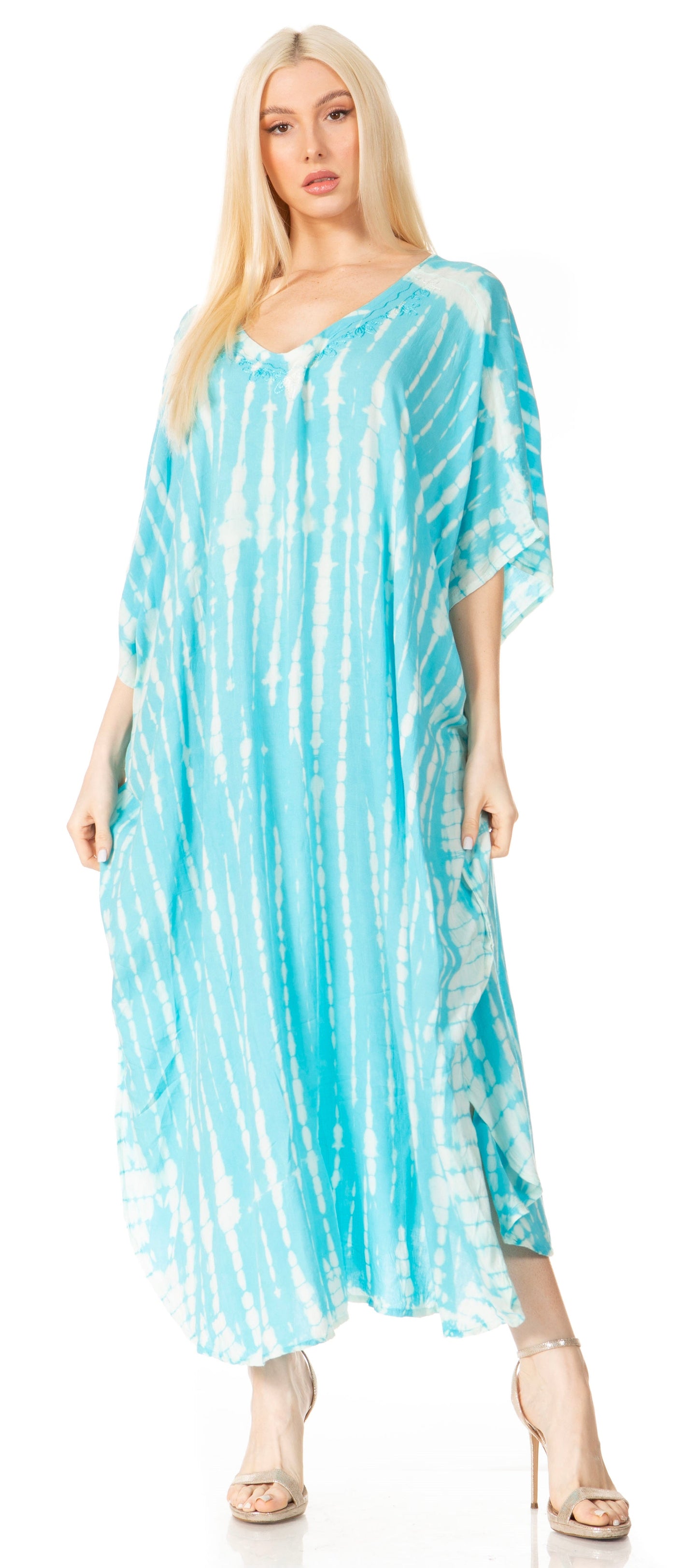 Sakkas Maitte Women's V-Neck Printed Kaftan Cover-Up Dress for the Beach - Concordia Style Boutique