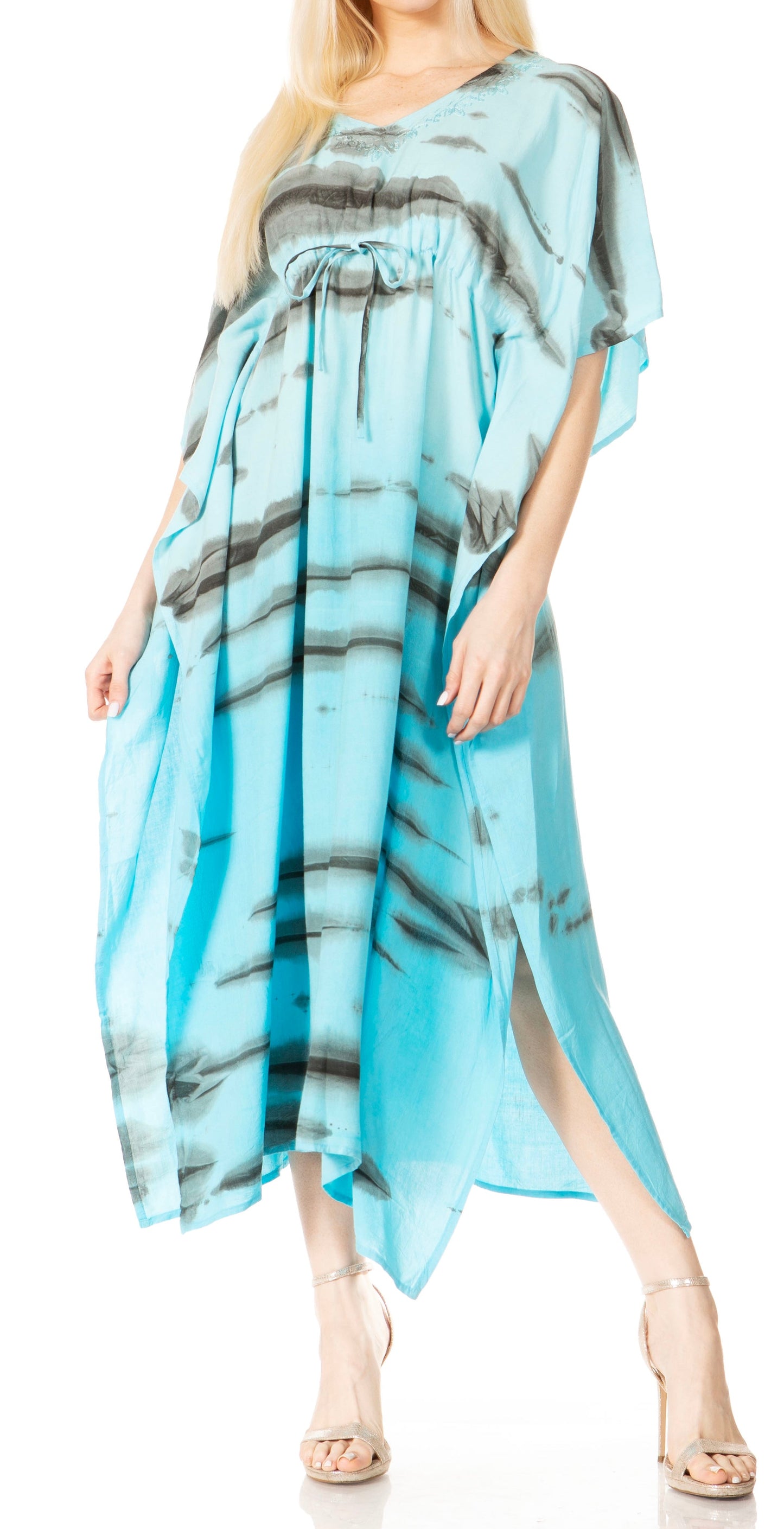 Sakkas Maitte Women's V-Neck Printed Kaftan Cover-Up Dress for the Beach - Concordia Style Boutique
