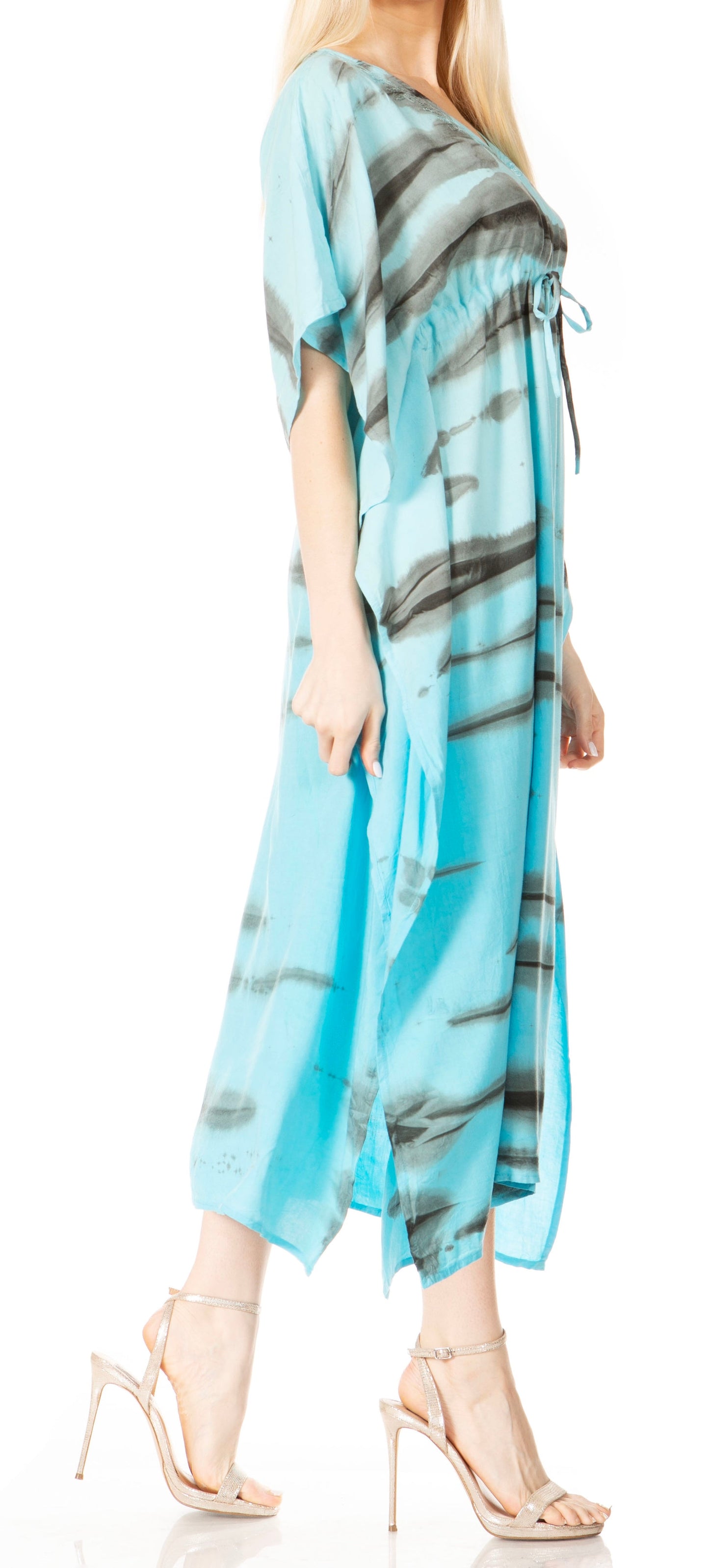 Sakkas Maitte Women's V-Neck Printed Kaftan Cover-Up Dress for the Beach - Concordia Style Boutique
