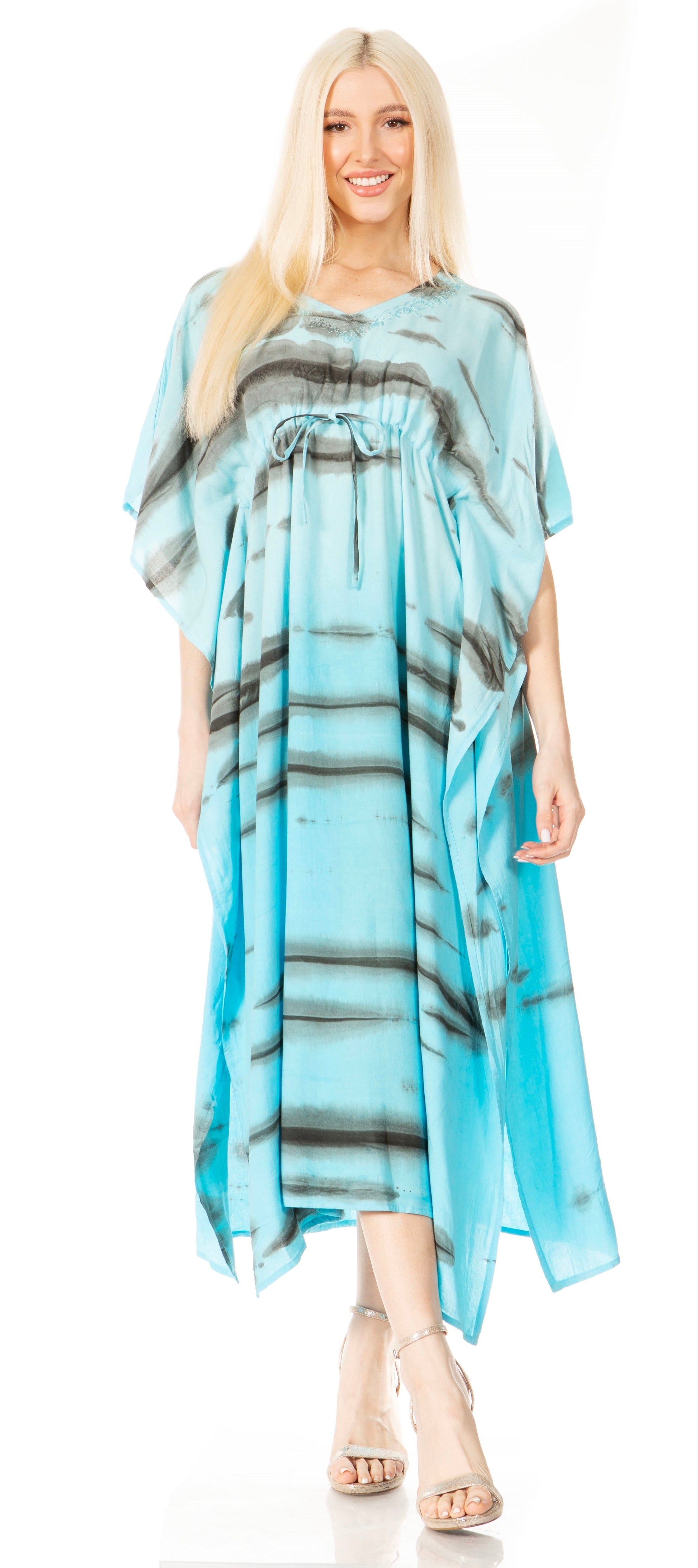 Sakkas Maitte Women's V-Neck Printed Kaftan Cover-Up Dress for the Beach - Concordia Style Boutique