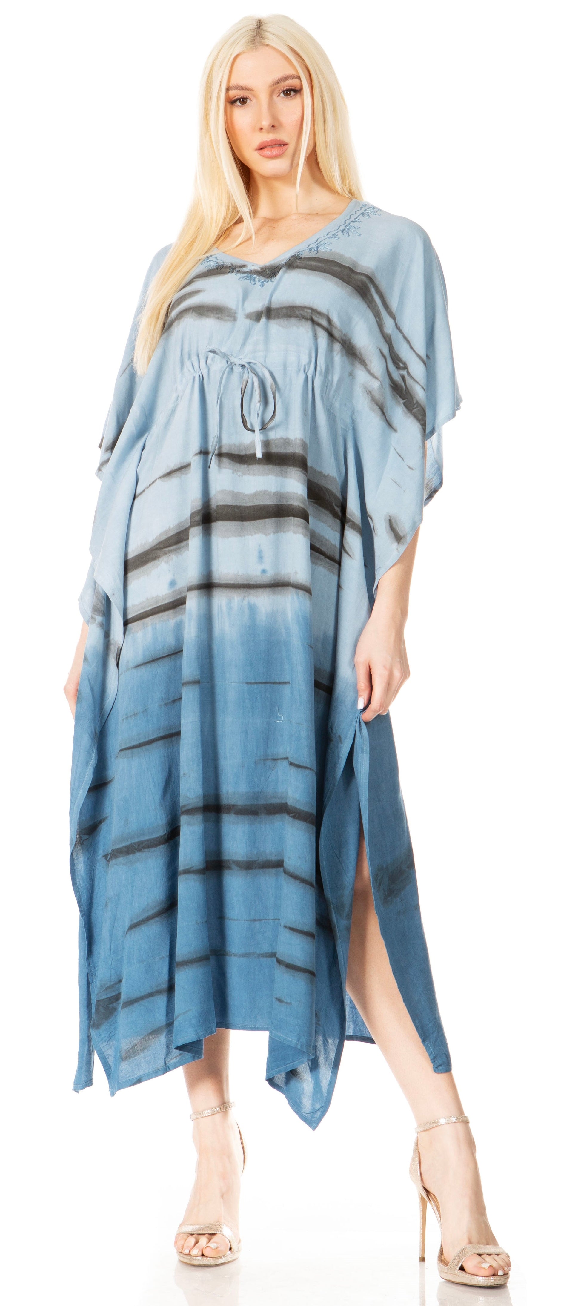 Sakkas Maitte Women's V-Neck Printed Kaftan Cover-Up Dress for the Beach - Concordia Style Boutique