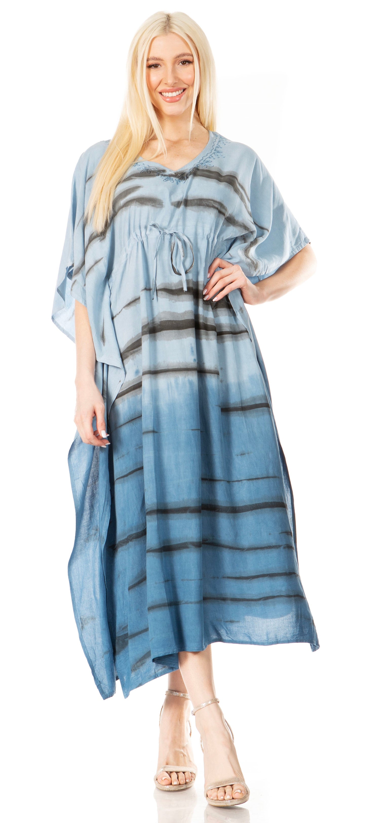 Sakkas Maitte Women's V-Neck Printed Kaftan Cover-Up Dress for the Beach - Concordia Style Boutique
