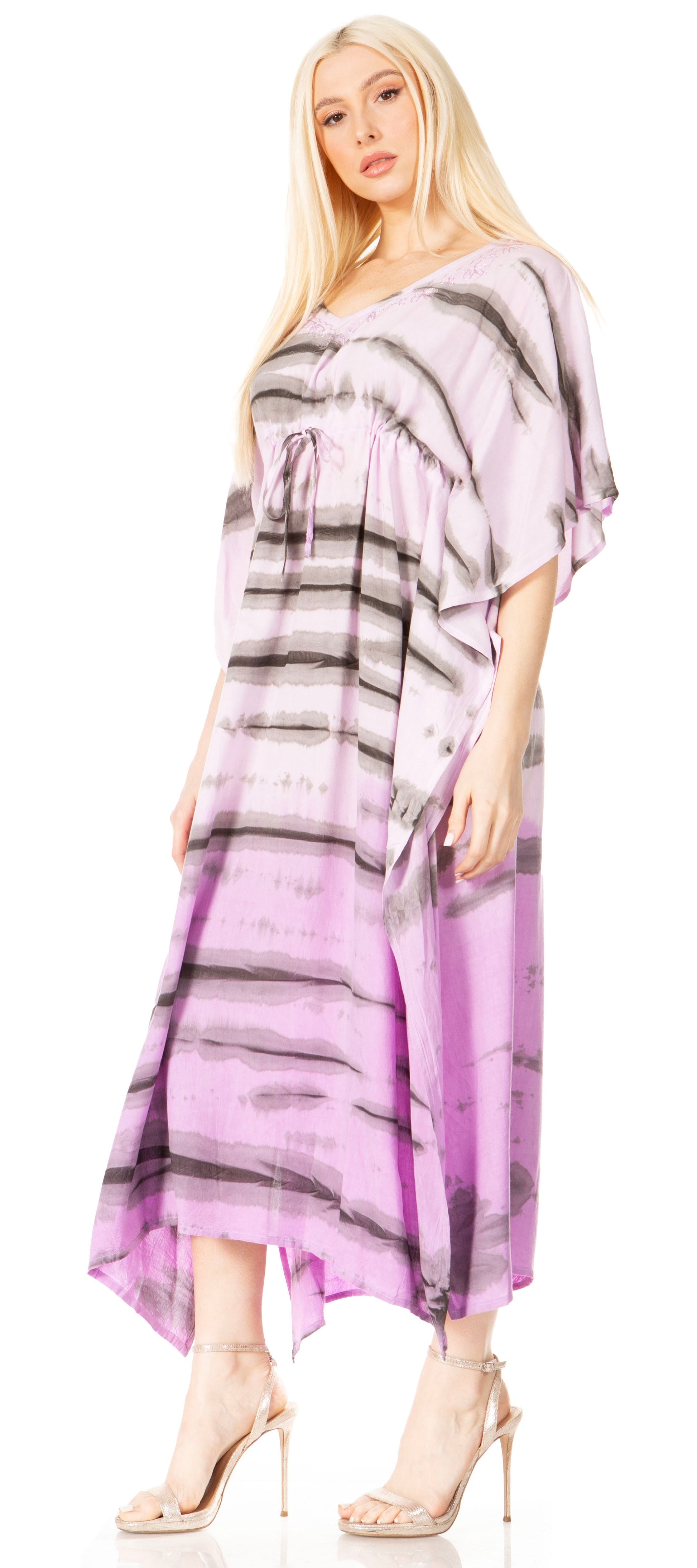 Sakkas Maitte Women's V-Neck Printed Kaftan Cover-Up Dress for the Beach - Concordia Style Boutique