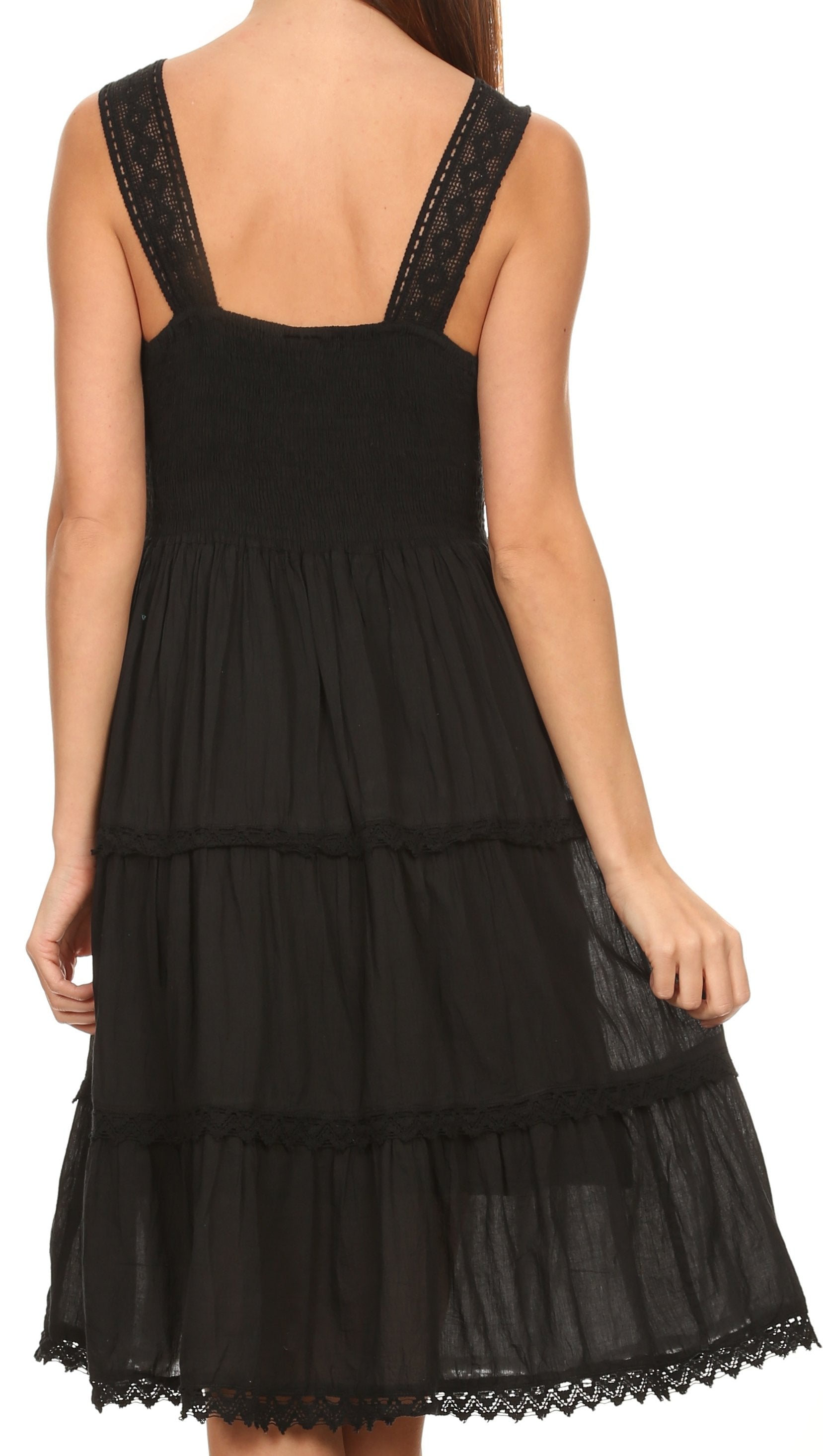 Sakkas Womens Presta Roman Sleeveless Lined Tank Top Dress With Embroidery Lace Design - Concordia Style Boutique