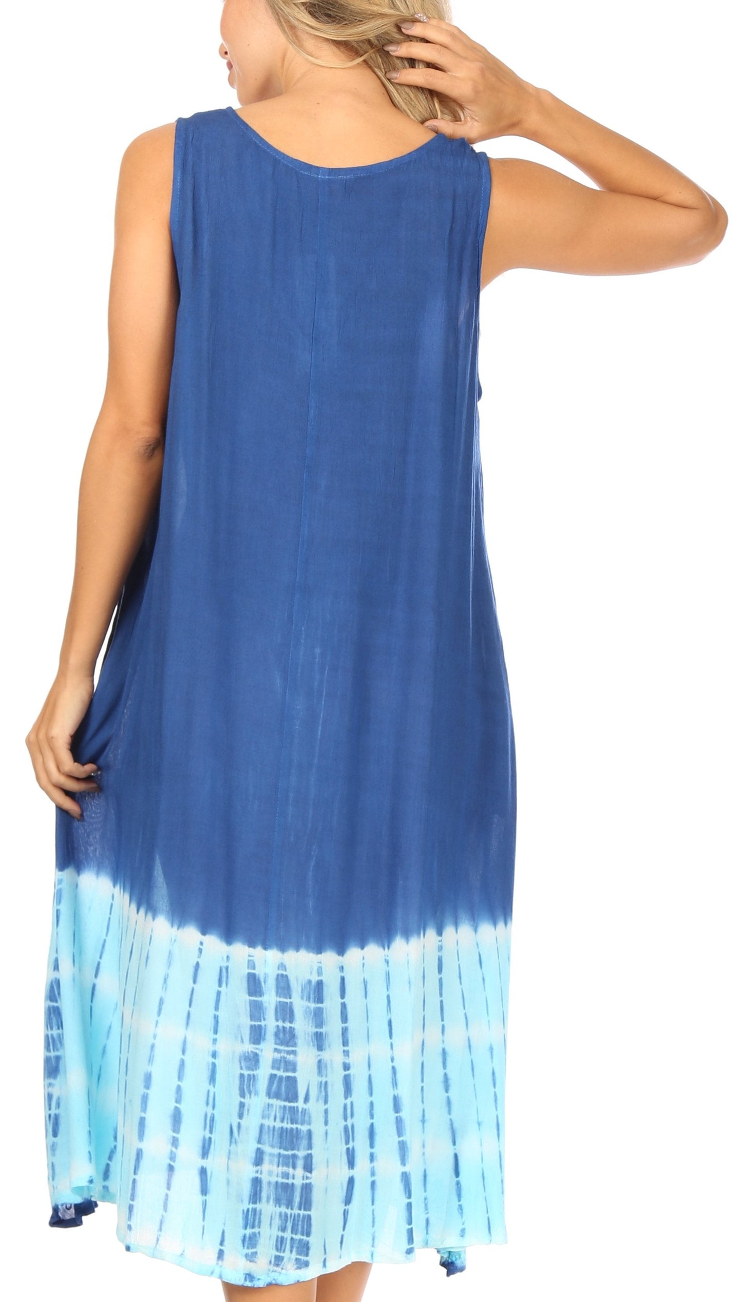 Sakkas Ilaria Women's Midi Sleeveless Casual Loose Flare Print Dress Caftan Pocket - Concordia Style Boutique