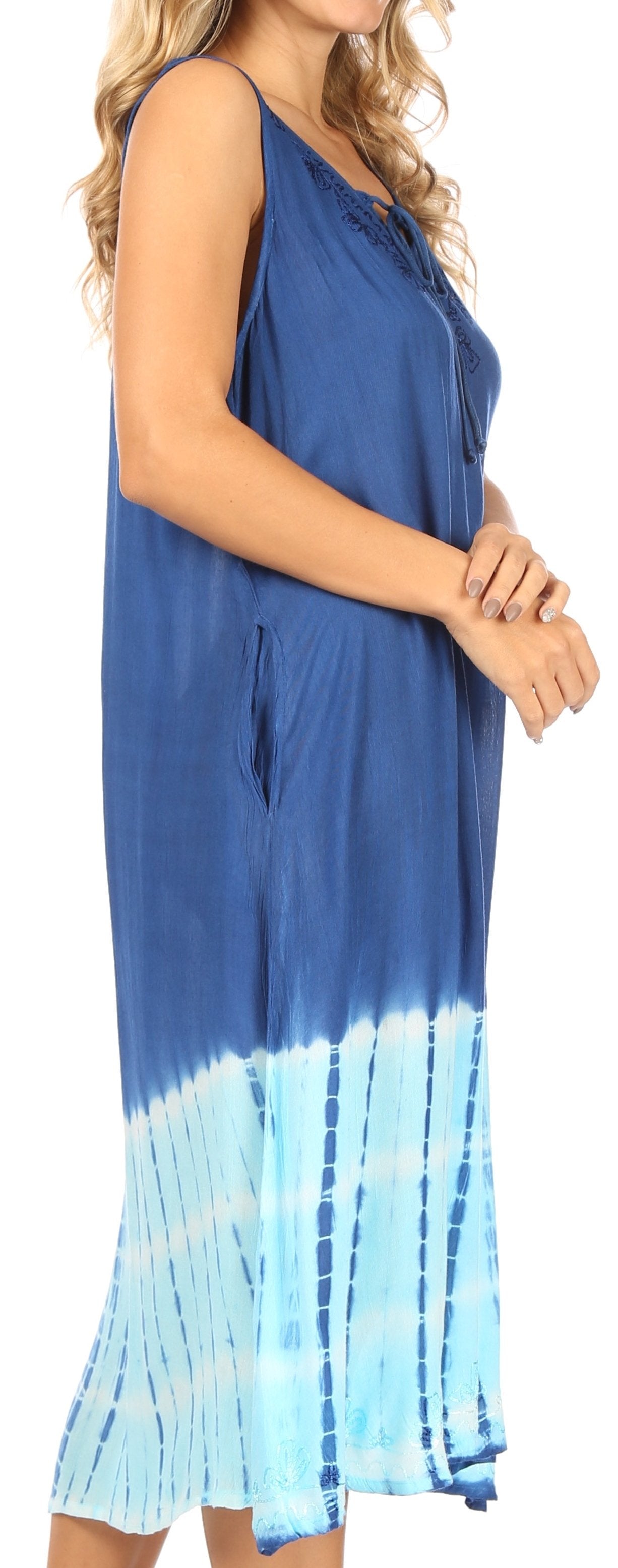 Sakkas Ilaria Women's Midi Sleeveless Casual Loose Flare Print Dress Caftan Pocket - Concordia Style Boutique