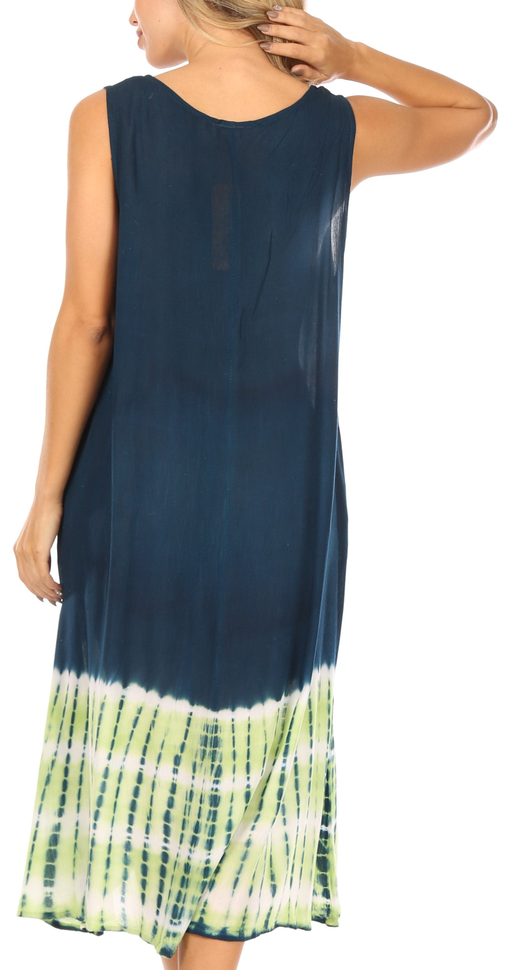 Sakkas Ilaria Women's Midi Sleeveless Casual Loose Flare Print Dress Caftan Pocket - Concordia Style Boutique
