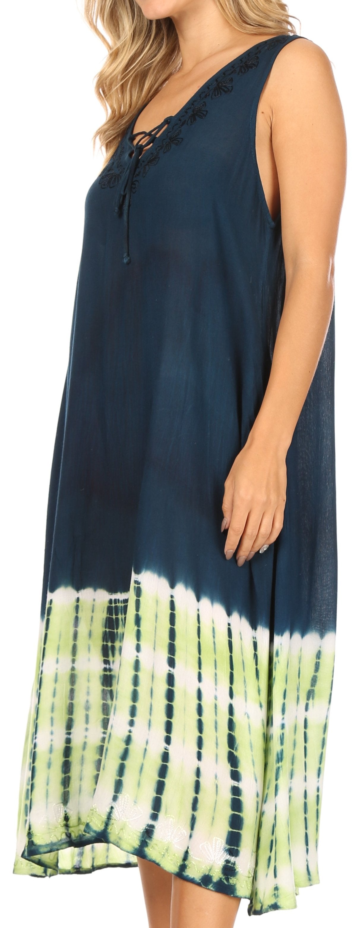 Sakkas Ilaria Women's Midi Sleeveless Casual Loose Flare Print Dress Caftan Pocket - Concordia Style Boutique