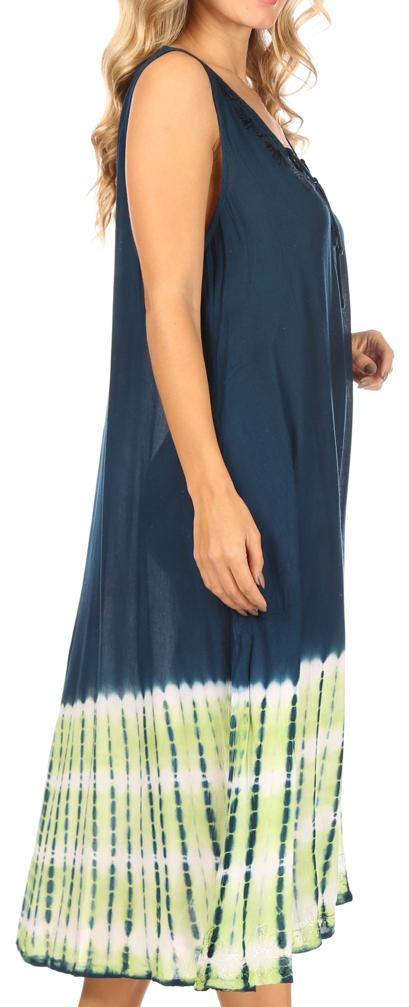 Sakkas Ilaria Women's Midi Sleeveless Casual Loose Flare Print Dress Caftan Pocket - Concordia Style Boutique