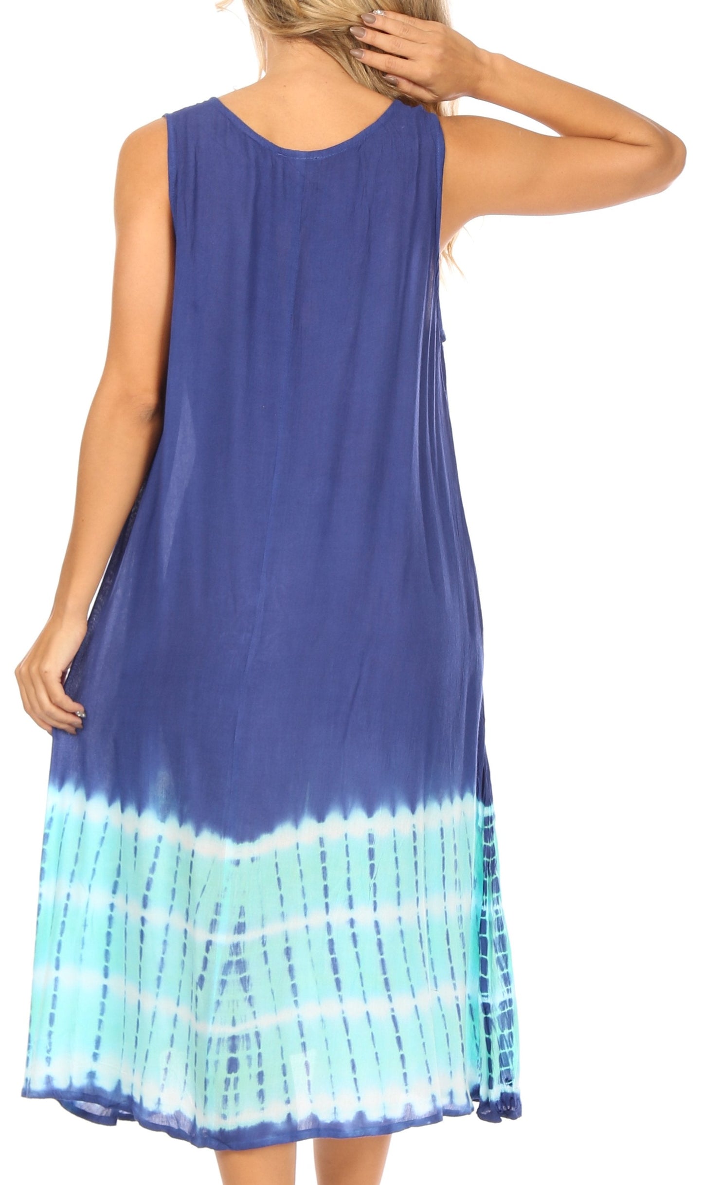 Sakkas Ilaria Women's Midi Sleeveless Casual Loose Flare Print Dress Caftan Pocket - Concordia Style Boutique