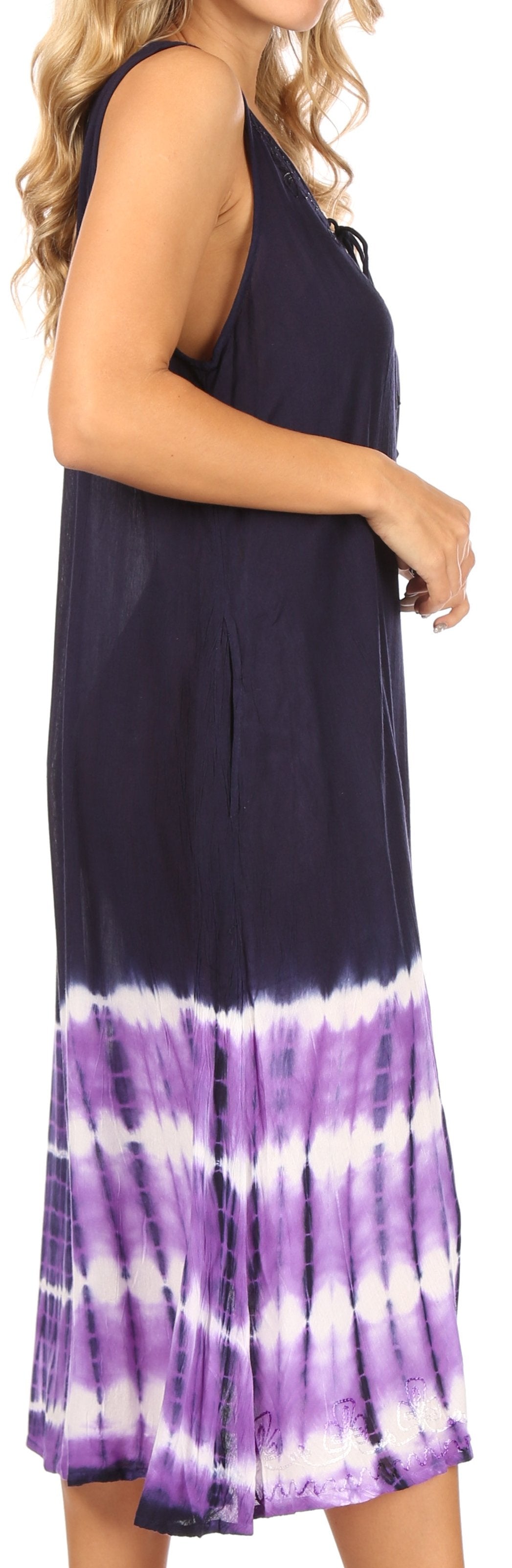 Sakkas Ilaria Women's Midi Sleeveless Casual Loose Flare Print Dress Caftan Pocket - Concordia Style Boutique