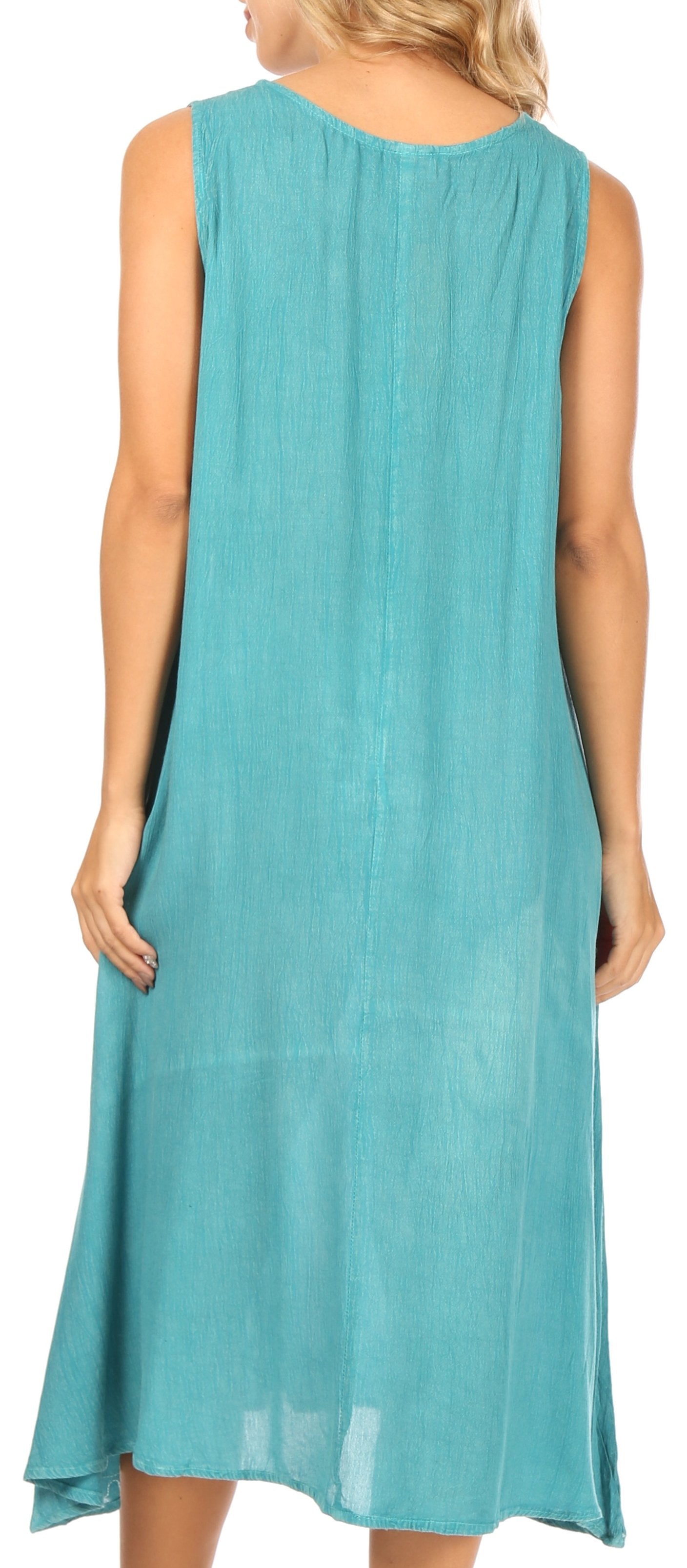 Sakkas Ilaria Women's Midi Sleeveless Casual Loose Flare Print Dress Caftan Pocket - Concordia Style Boutique