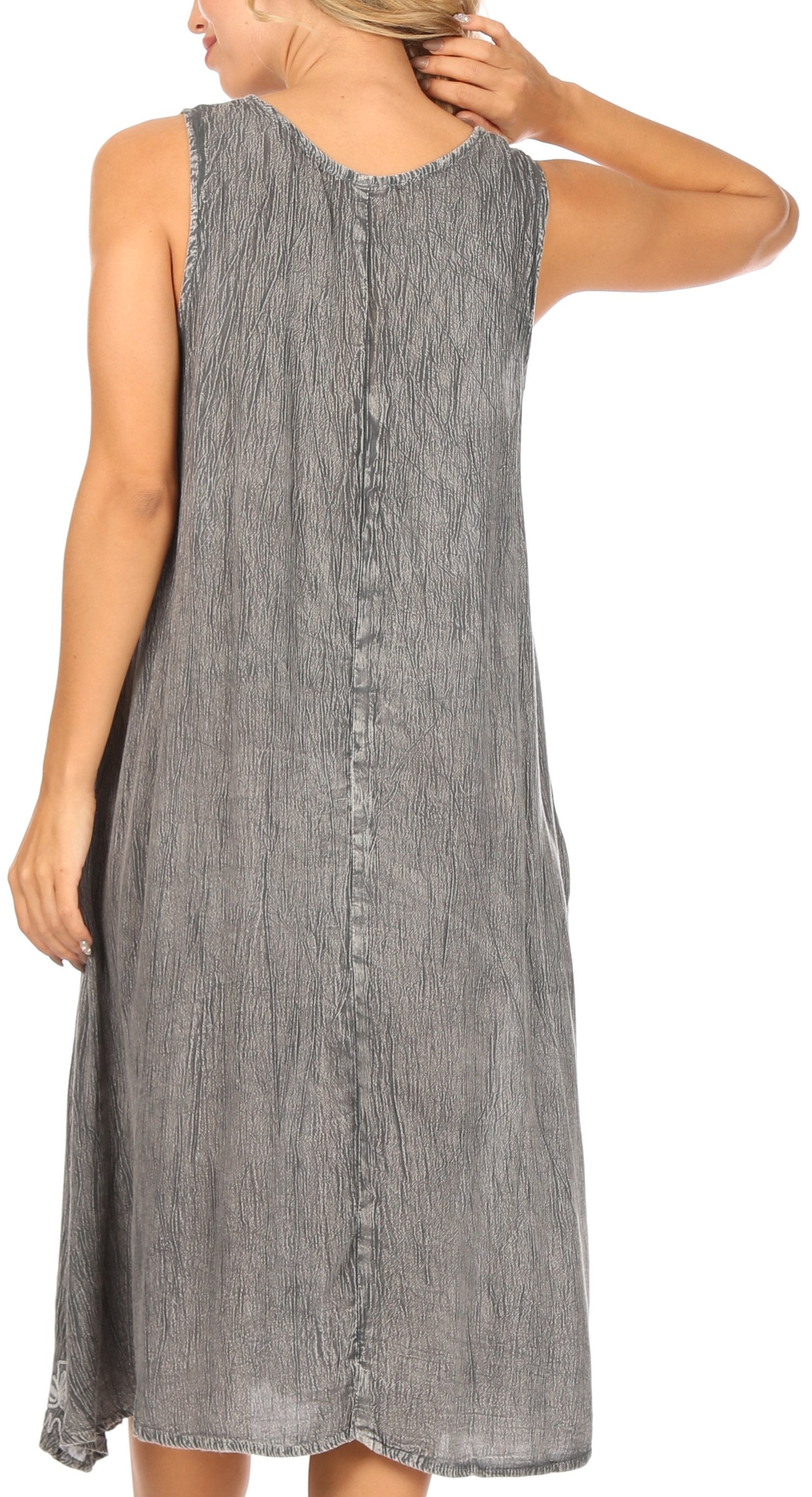 Sakkas Ilaria Women's Midi Sleeveless Casual Loose Flare Print Dress Caftan Pocket - Concordia Style Boutique