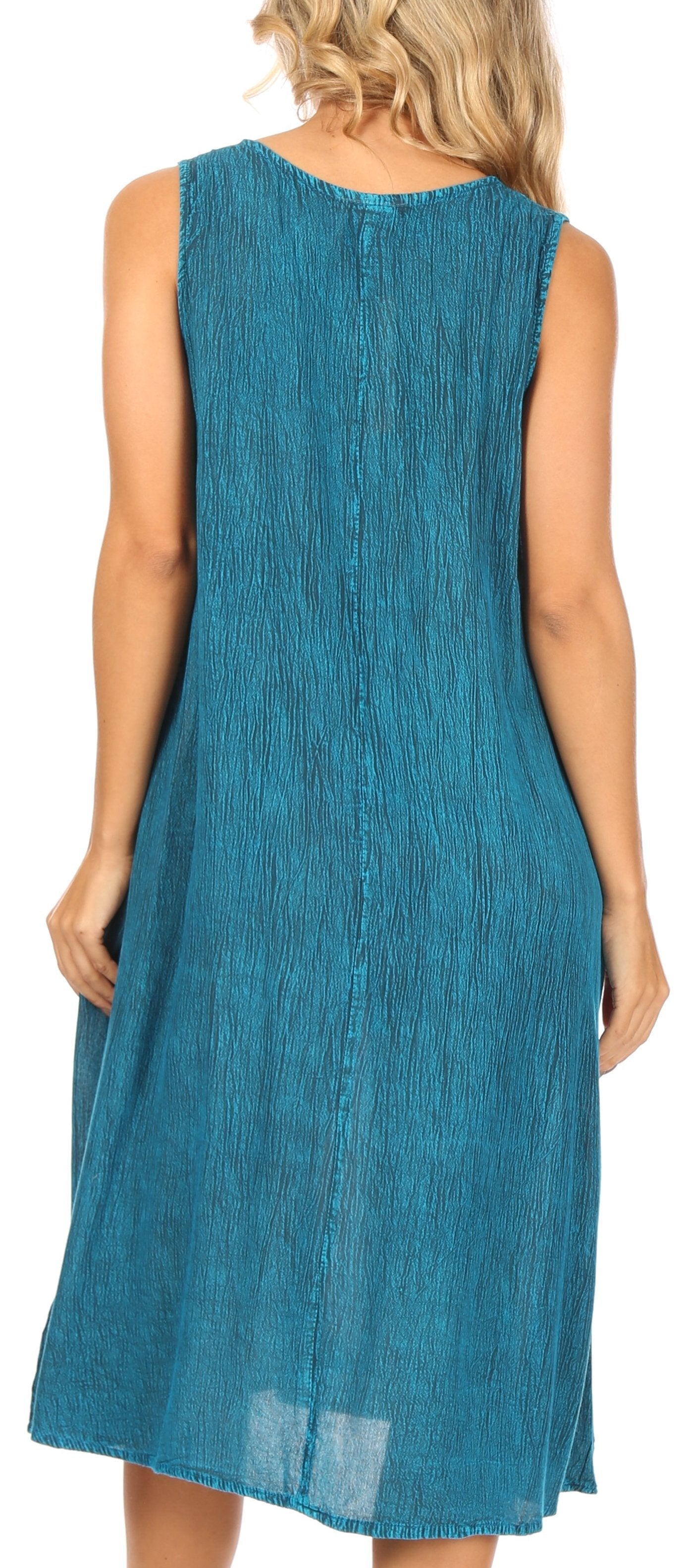 Sakkas Ilaria Women's Midi Sleeveless Casual Loose Flare Print Dress Caftan Pocket - Concordia Style Boutique