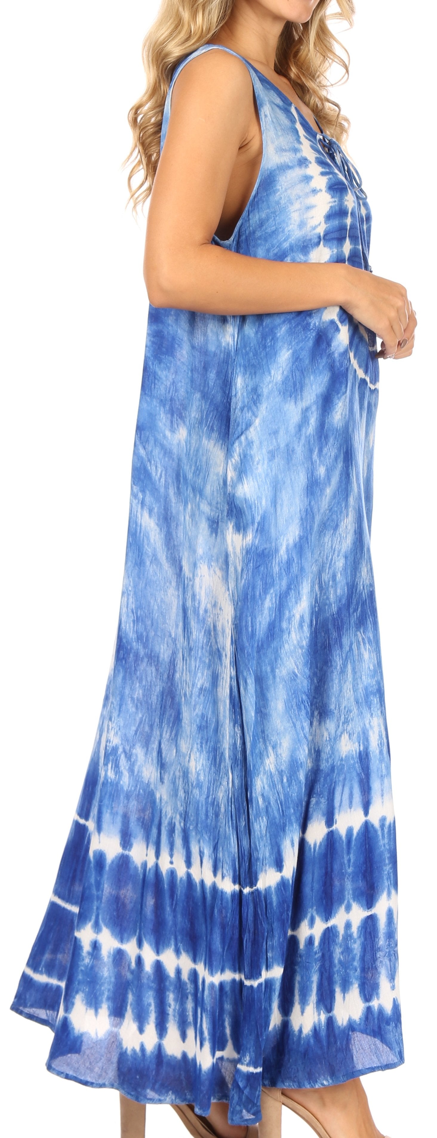 Sakkas Leonor Women's Maxi Sleeveless Tank Long Print Dress with Pockets and Ties - Concordia Style Boutique
