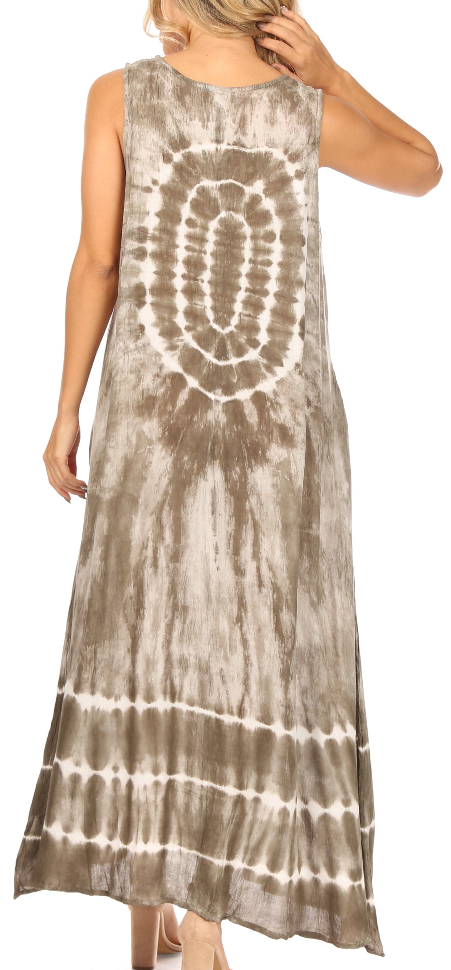 Sakkas Leonor Women's Maxi Sleeveless Tank Long Print Dress with Pockets and Ties - Concordia Style Boutique