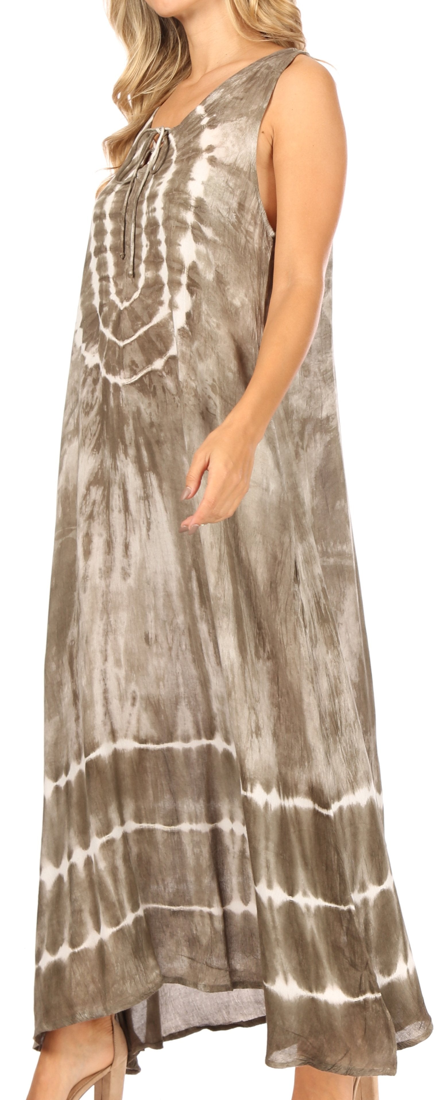 Sakkas Leonor Women's Maxi Sleeveless Tank Long Print Dress with Pockets and Ties - Concordia Style Boutique