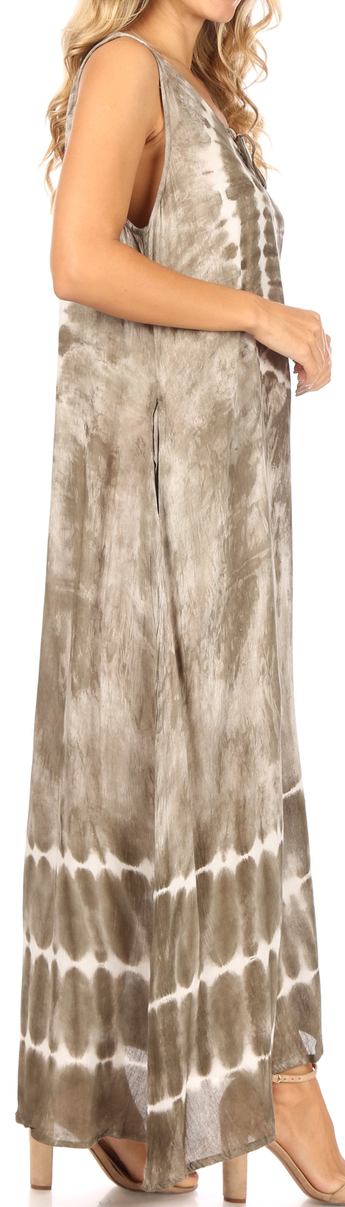 Sakkas Leonor Women's Maxi Sleeveless Tank Long Print Dress with Pockets and Ties - Concordia Style Boutique
