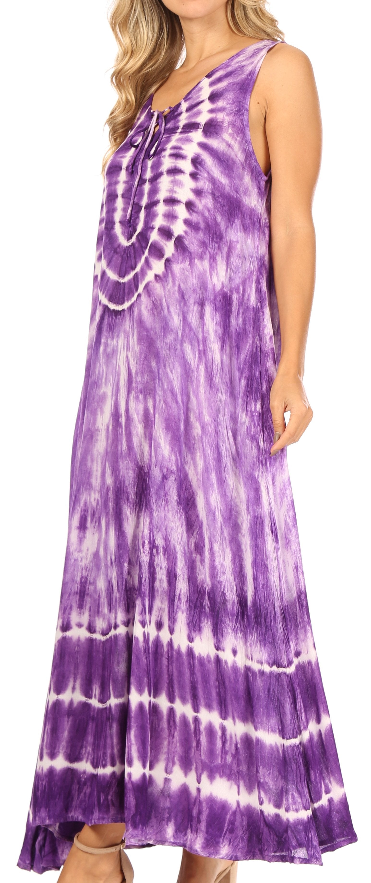 Sakkas Leonor Women's Maxi Sleeveless Tank Long Print Dress with Pockets and Ties - Concordia Style Boutique
