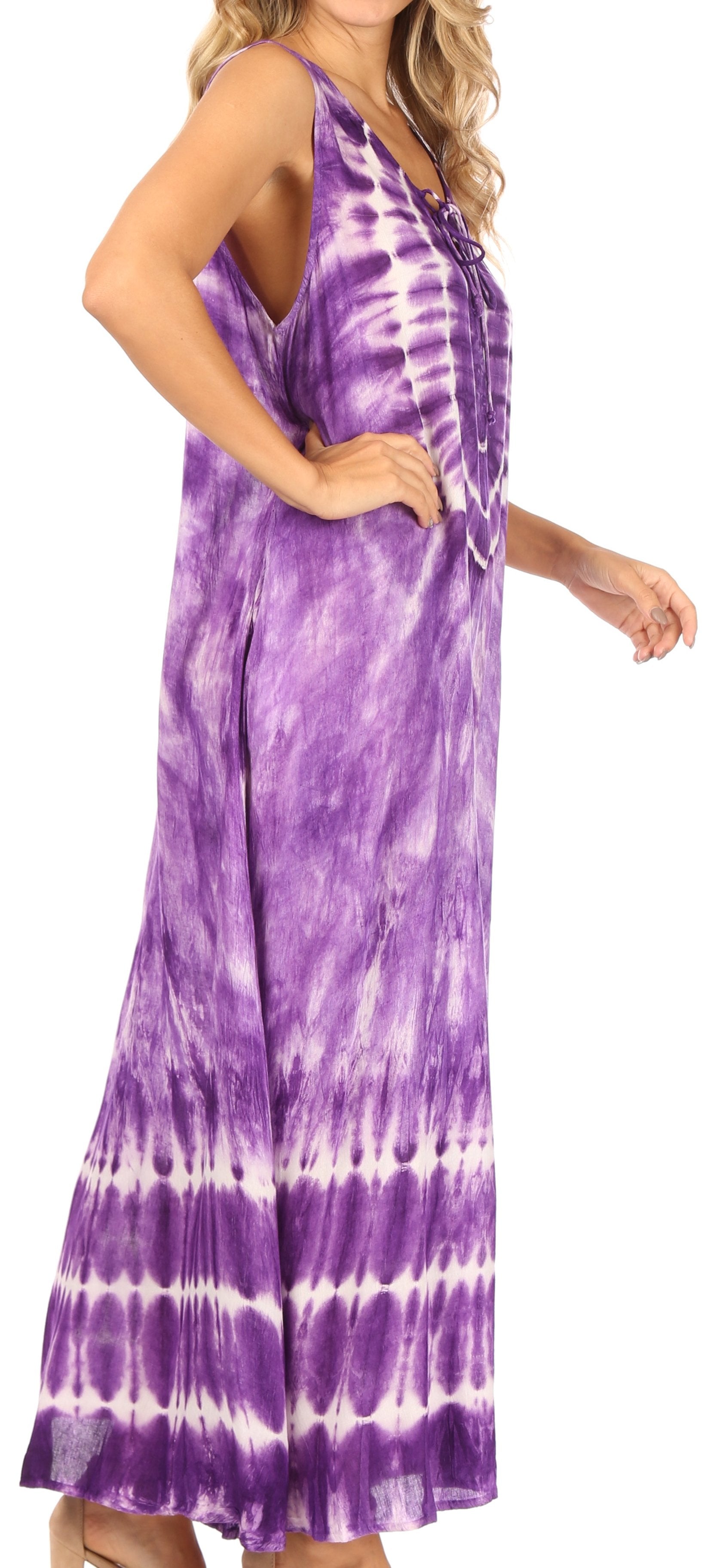 Sakkas Leonor Women's Maxi Sleeveless Tank Long Print Dress with Pockets and Ties - Concordia Style Boutique