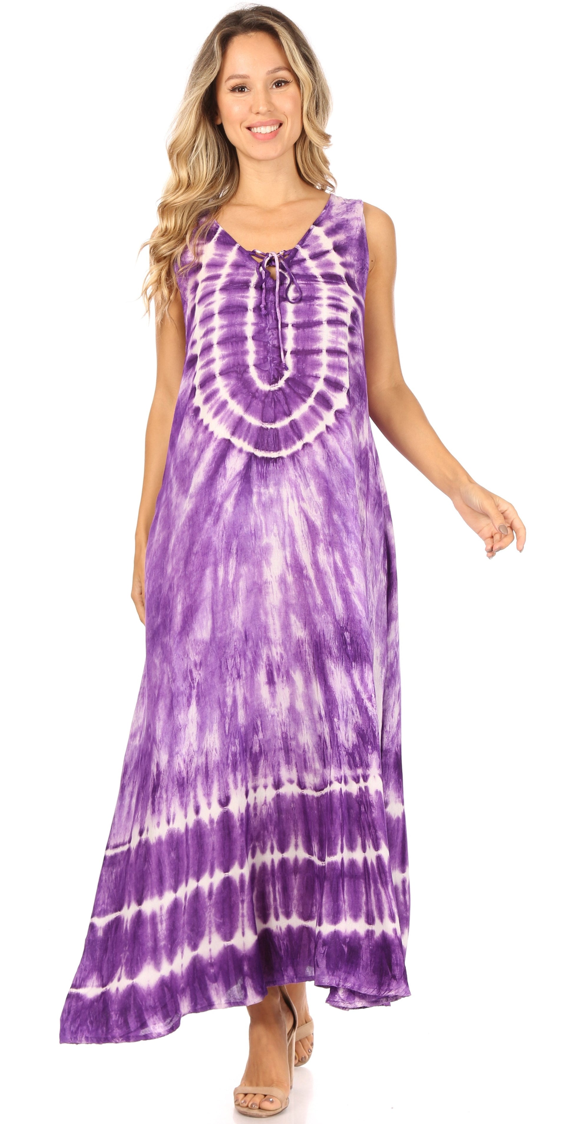 Sakkas Leonor Women's Maxi Sleeveless Tank Long Print Dress with Pockets and Ties - Concordia Style Boutique