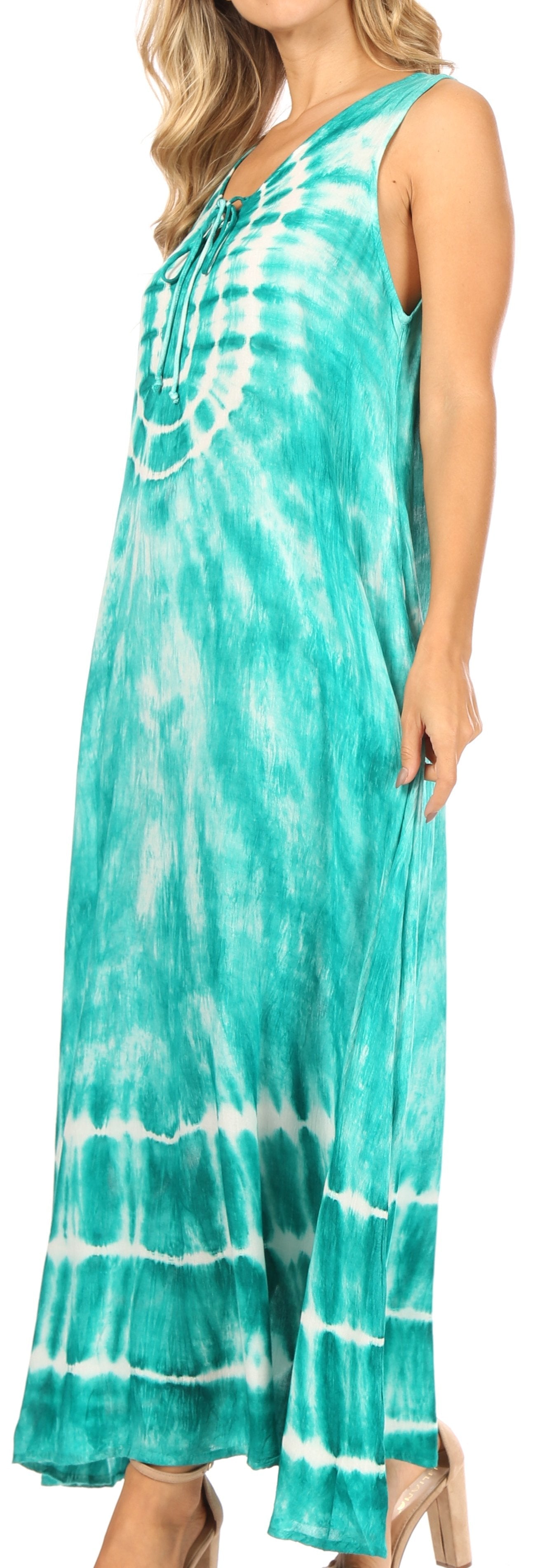 Sakkas Leonor Women's Maxi Sleeveless Tank Long Print Dress with Pockets and Ties - Concordia Style Boutique