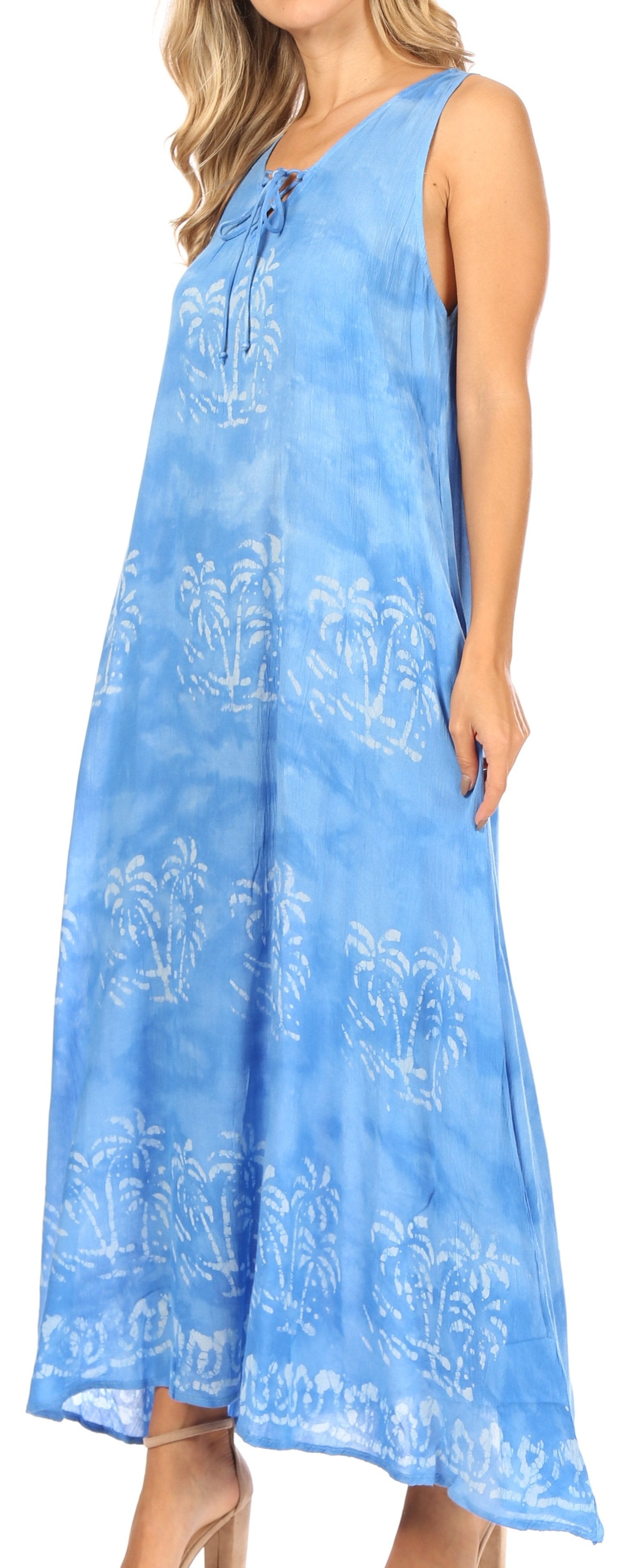 Sakkas Leonor Women's Maxi Sleeveless Tank Long Print Dress with Pockets and Ties - Concordia Style Boutique