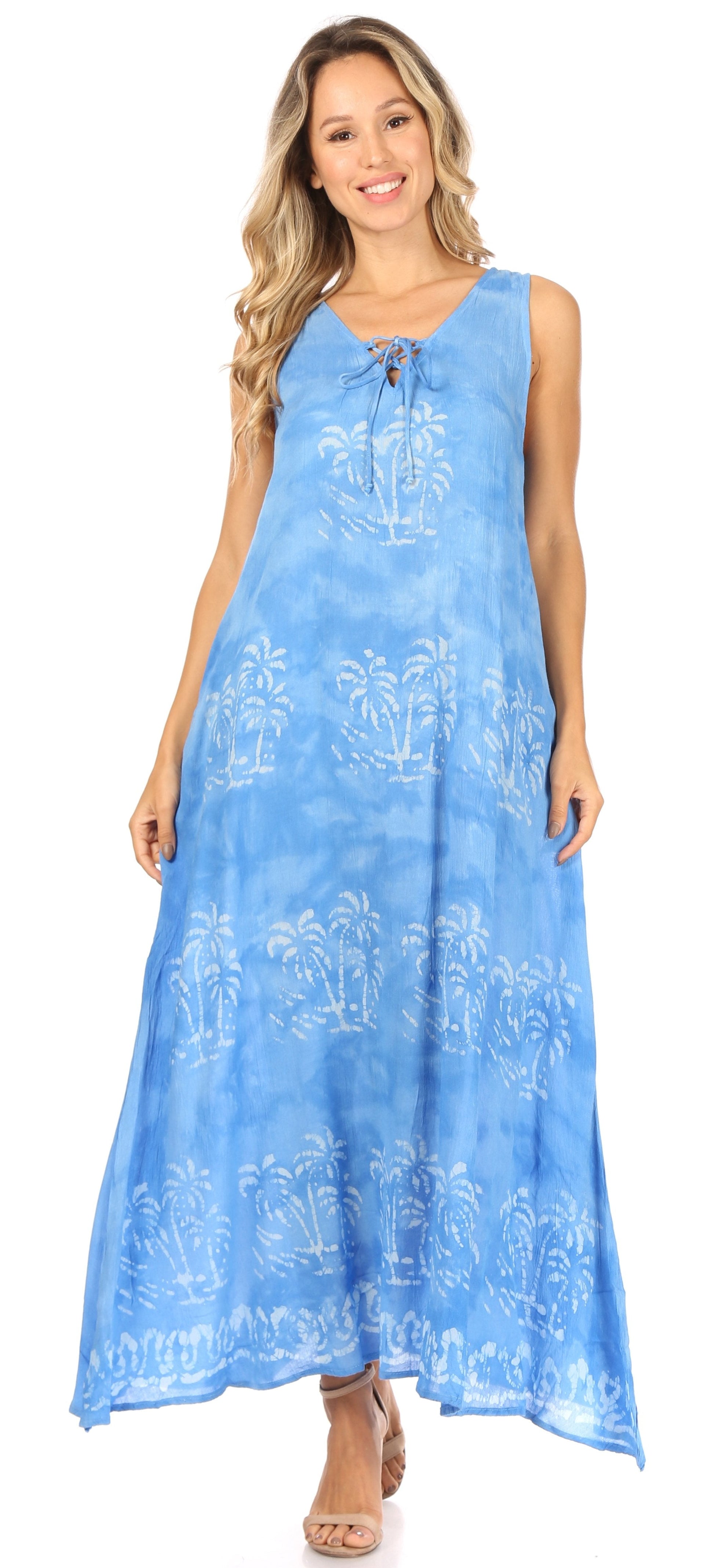 Sakkas Leonor Women's Maxi Sleeveless Tank Long Print Dress with Pockets and Ties - Concordia Style Boutique