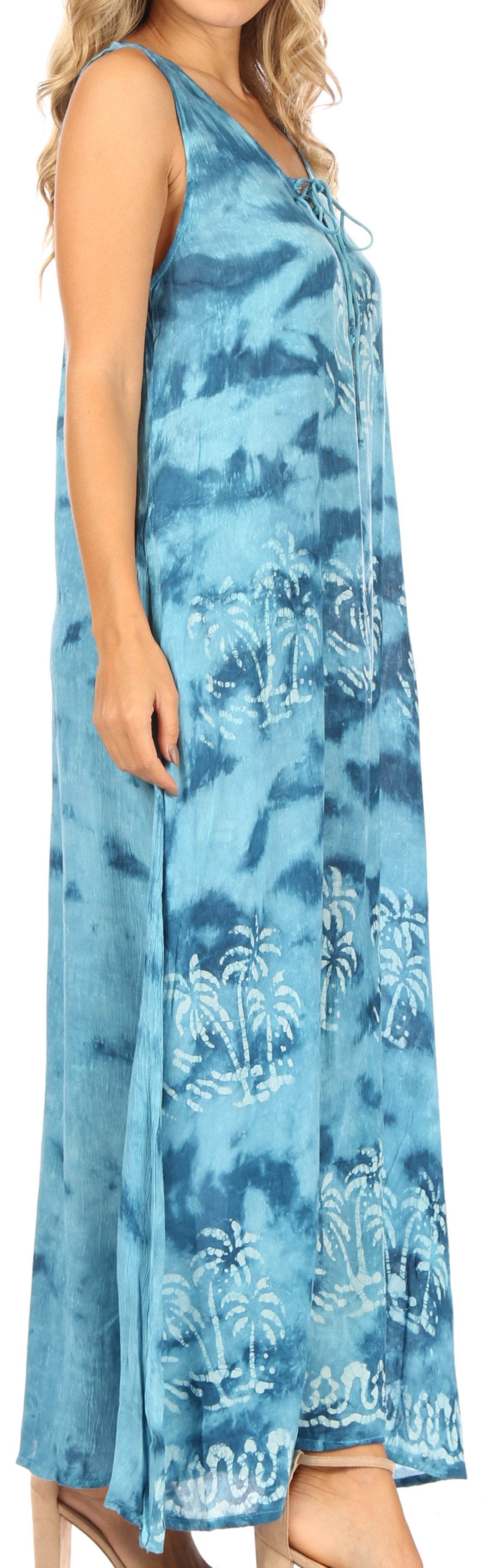 Sakkas Leonor Women's Maxi Sleeveless Tank Long Print Dress with Pockets and Ties - Concordia Style Boutique