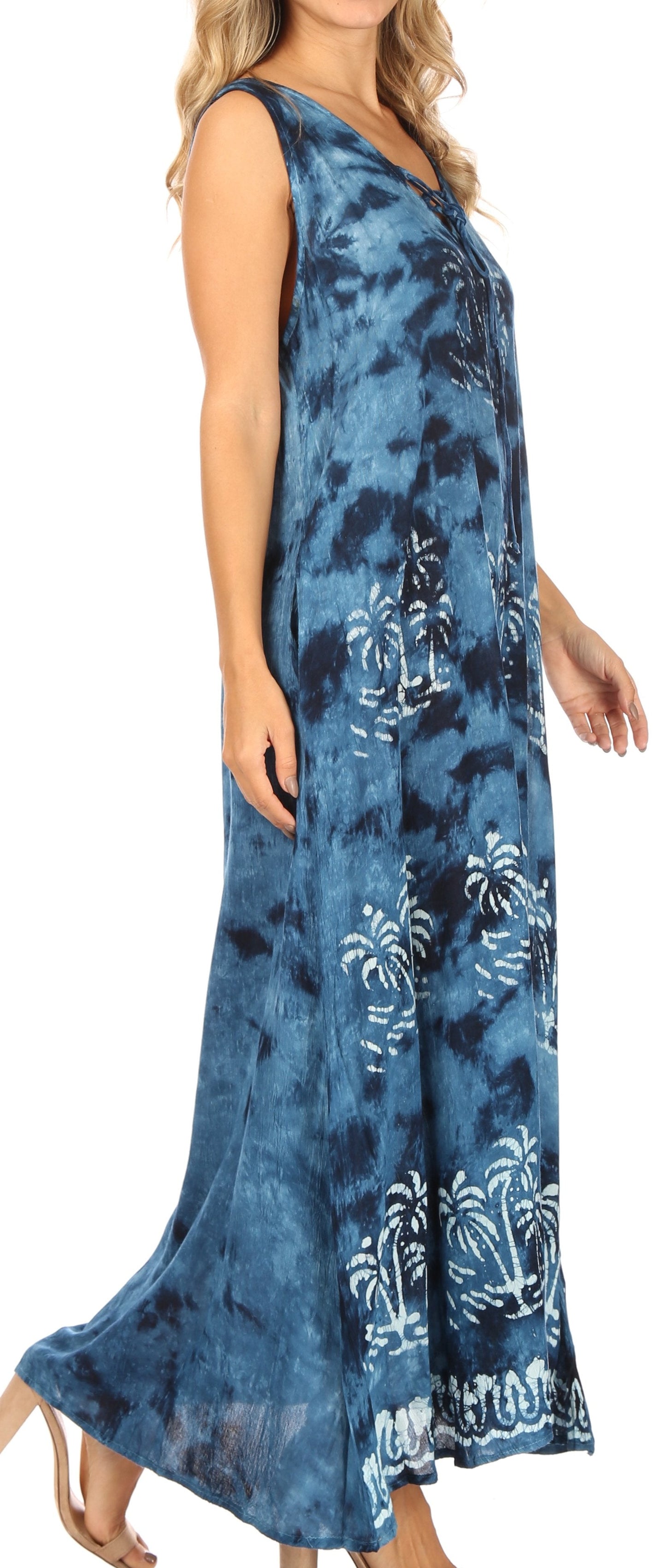 Sakkas Leonor Women's Maxi Sleeveless Tank Long Print Dress with Pockets and Ties - Concordia Style Boutique