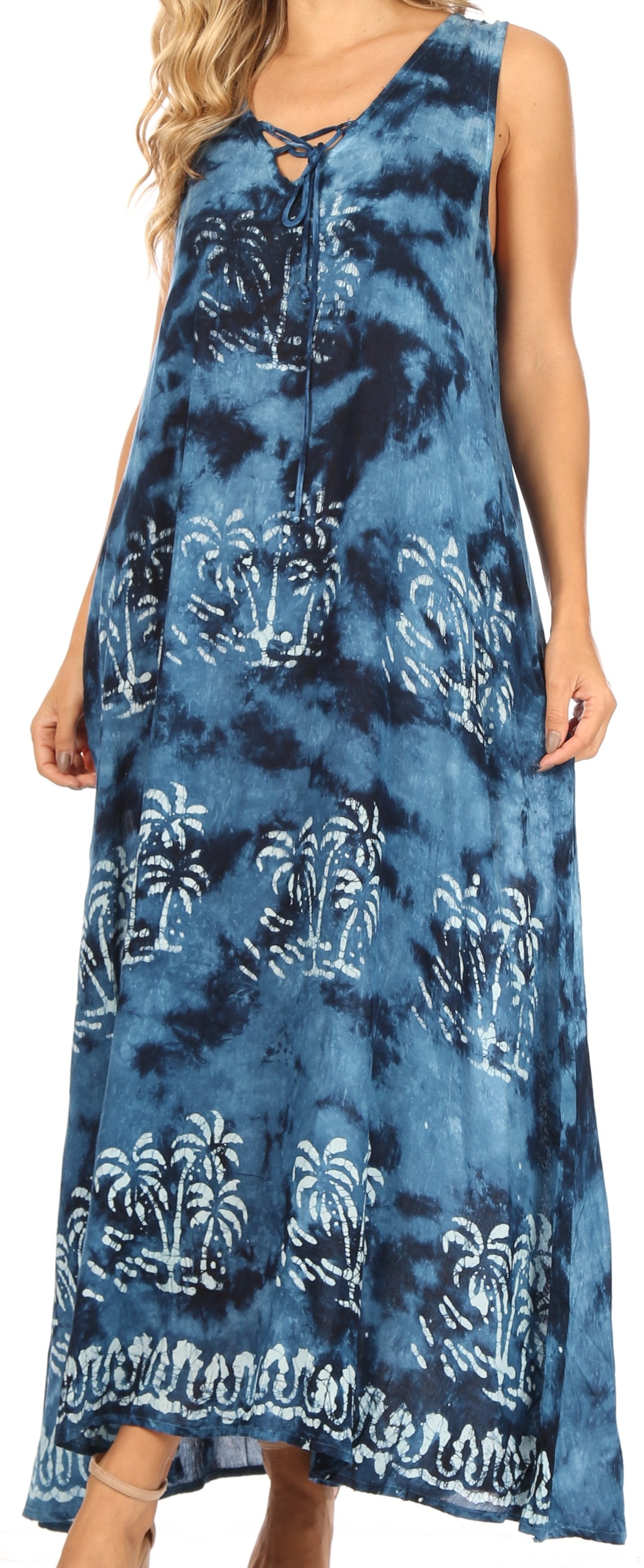 Sakkas Leonor Women's Maxi Sleeveless Tank Long Print Dress with Pockets and Ties - Concordia Style Boutique