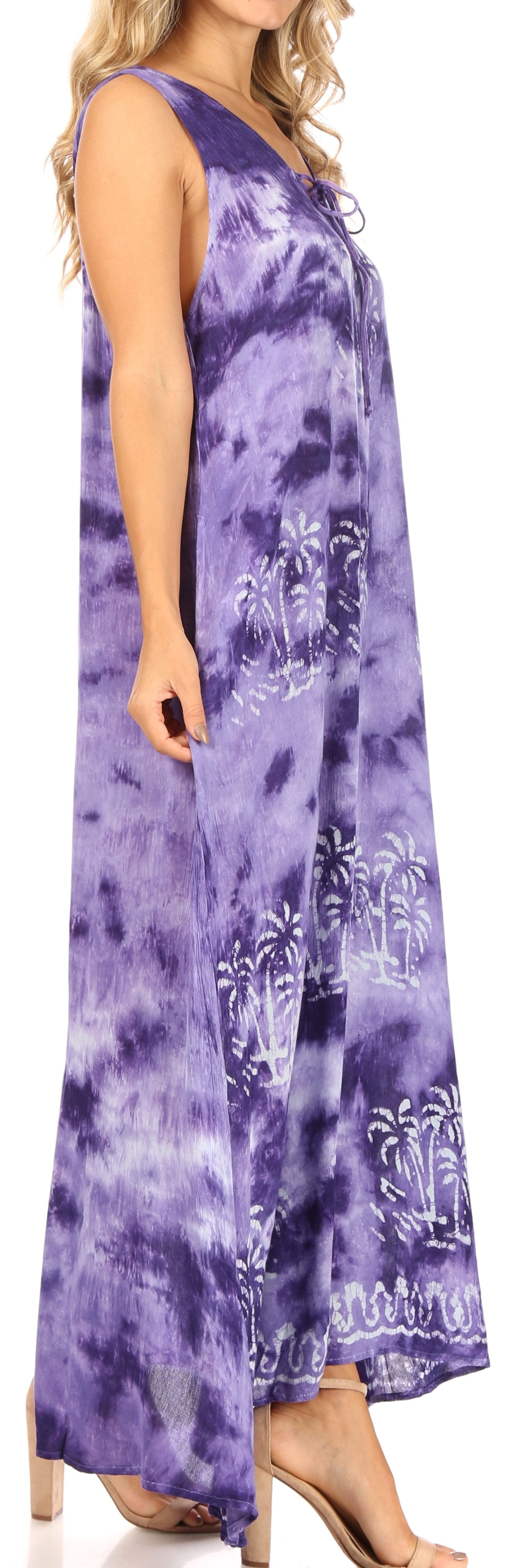 Sakkas Leonor Women's Maxi Sleeveless Tank Long Print Dress with Pockets and Ties - Concordia Style Boutique
