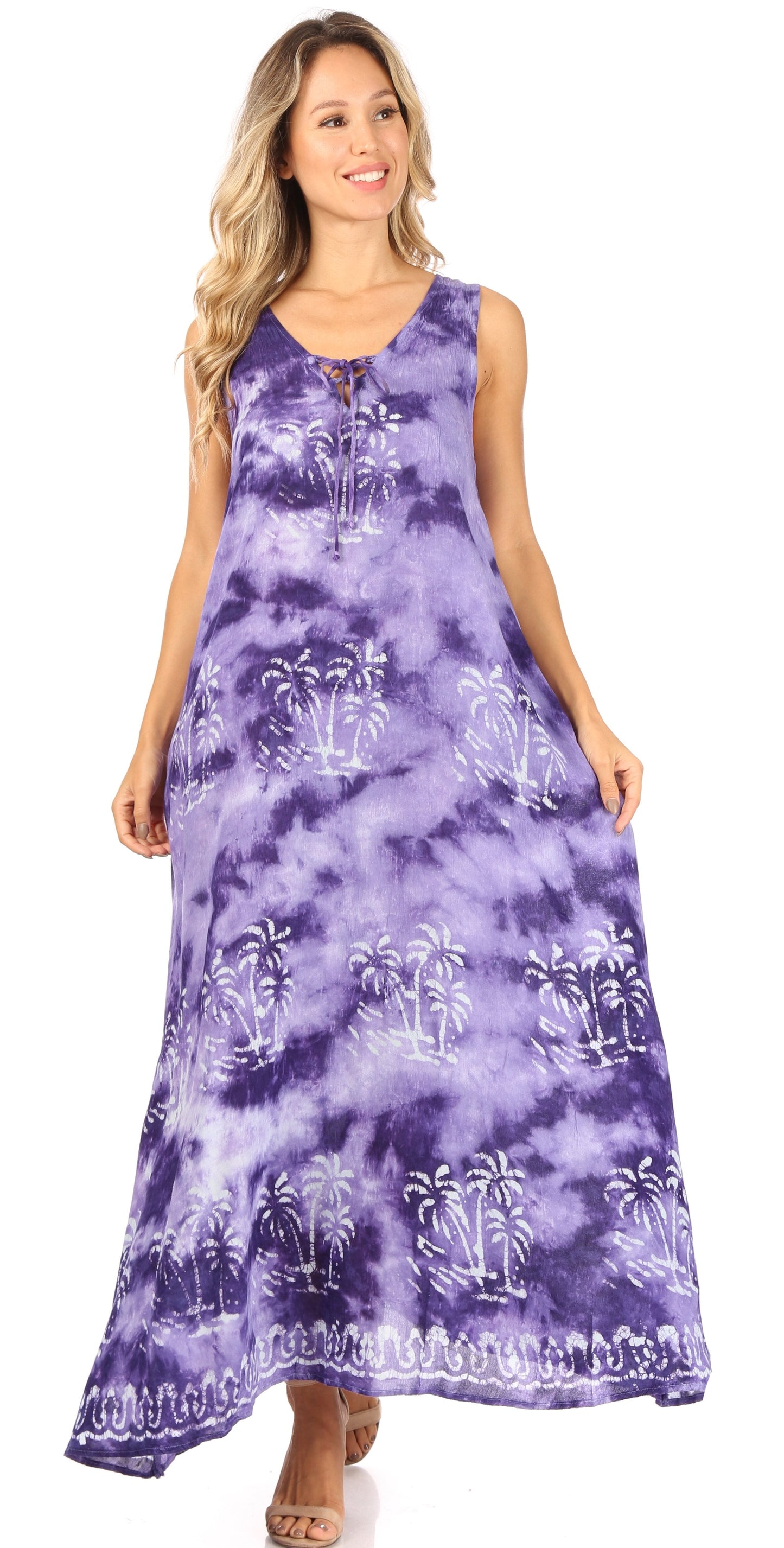 Sakkas Leonor Women's Maxi Sleeveless Tank Long Print Dress with Pockets and Ties - Concordia Style Boutique